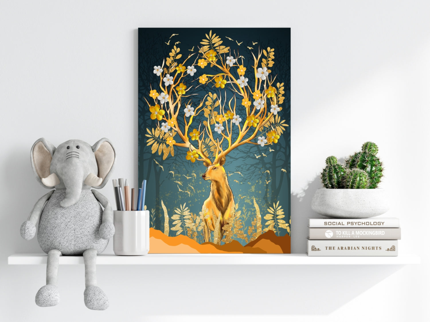 Golden Deer Aluminum Print.