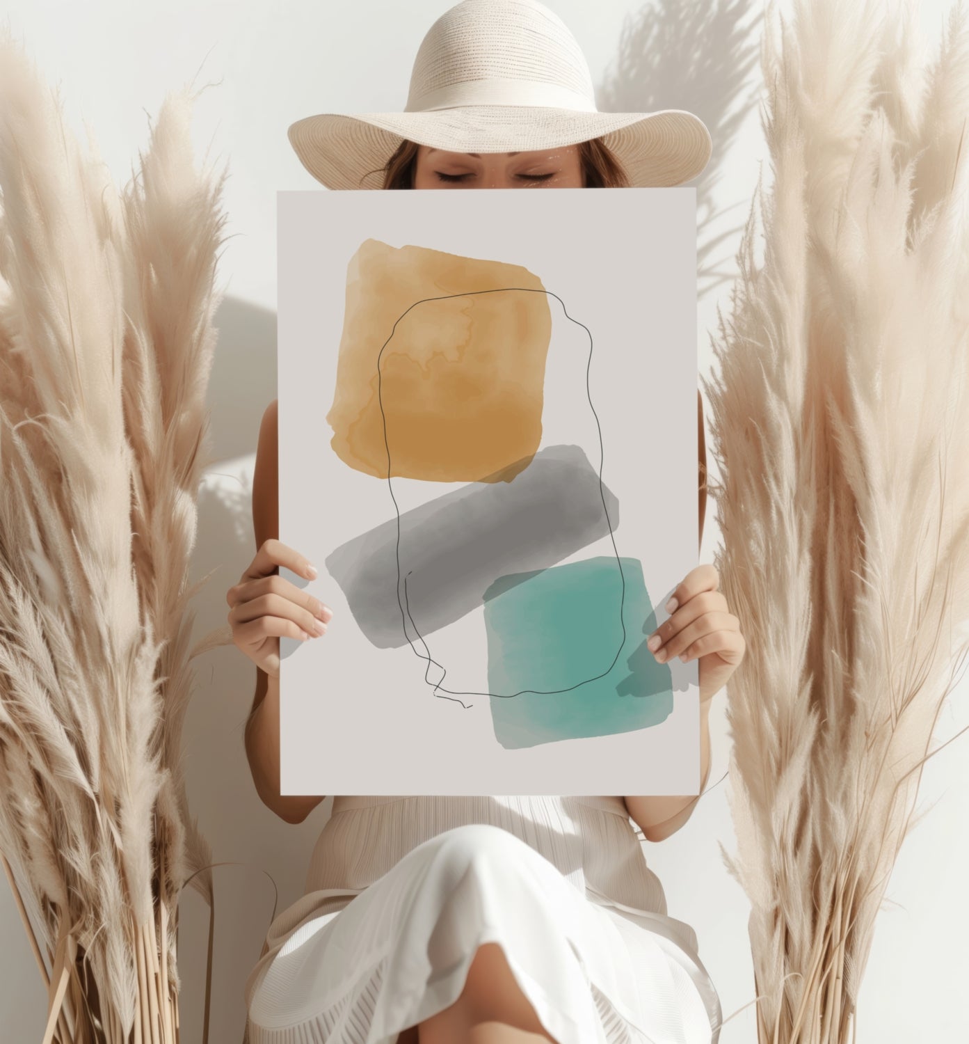 Line Art Modern Shape V6 Aluminum Print.