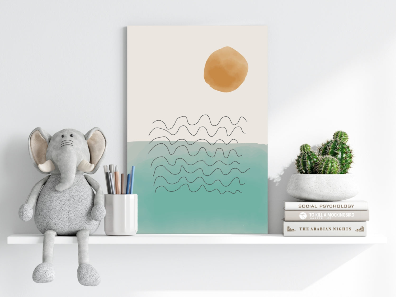 Line Art Modern Shape V7 Aluminum Print.