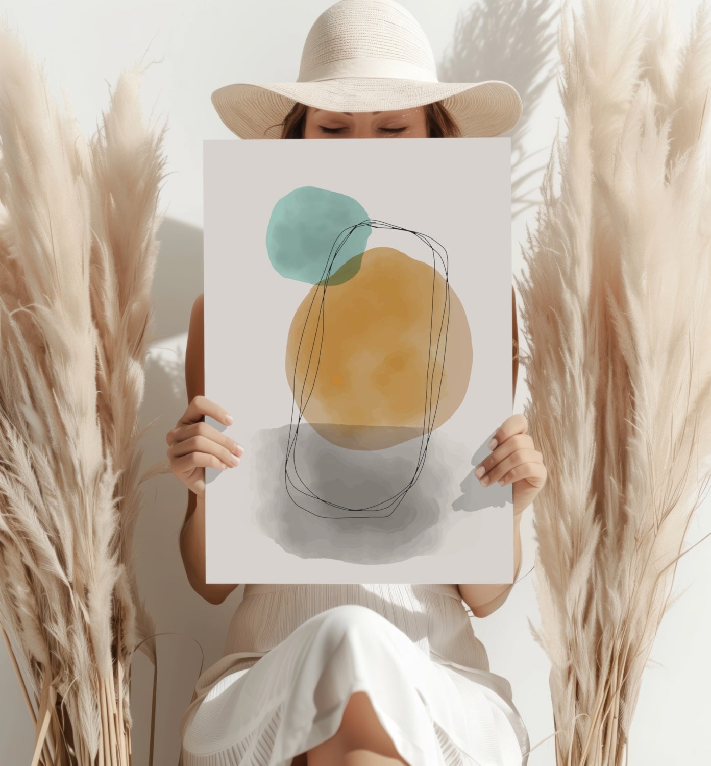 Line Art Modern Shape V8 Aluminum Print.