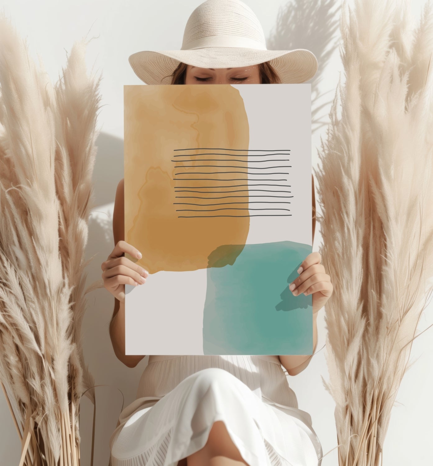 Line Art Modern Shape V9 Aluminum Print.