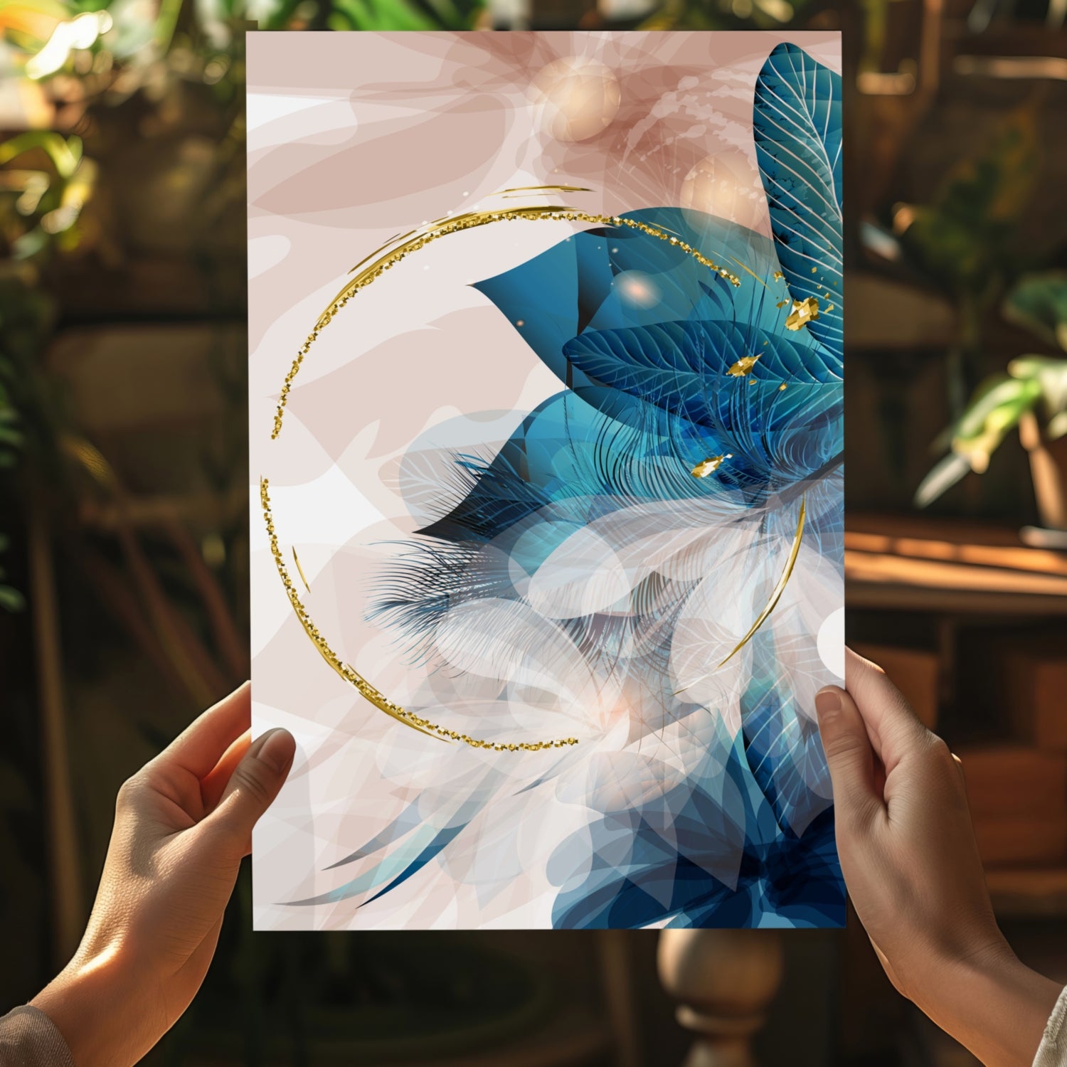 Abstract Teal Aluminum Print.