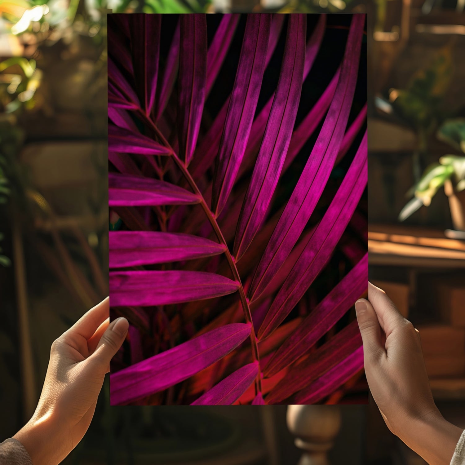 Fuschia Leaf Aluminum Print.