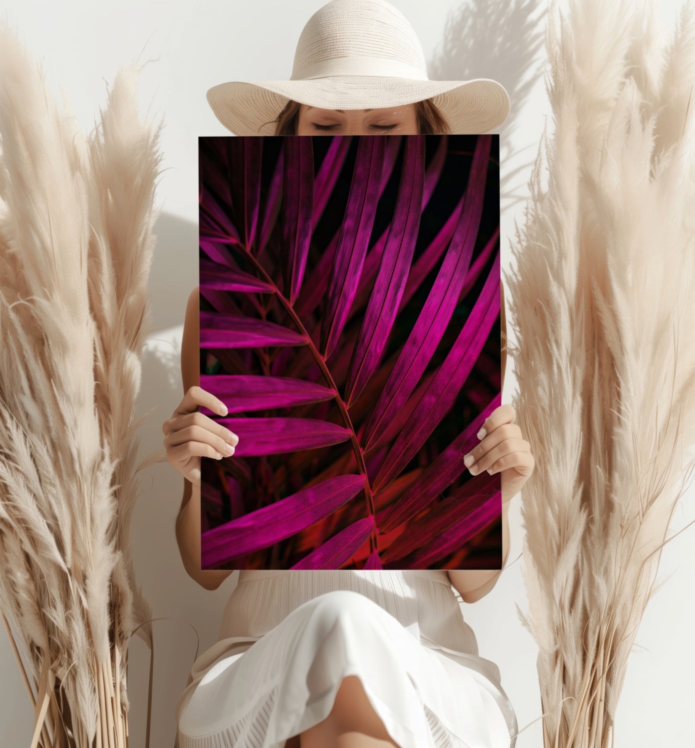 Fuschia Leaf Aluminum Print.