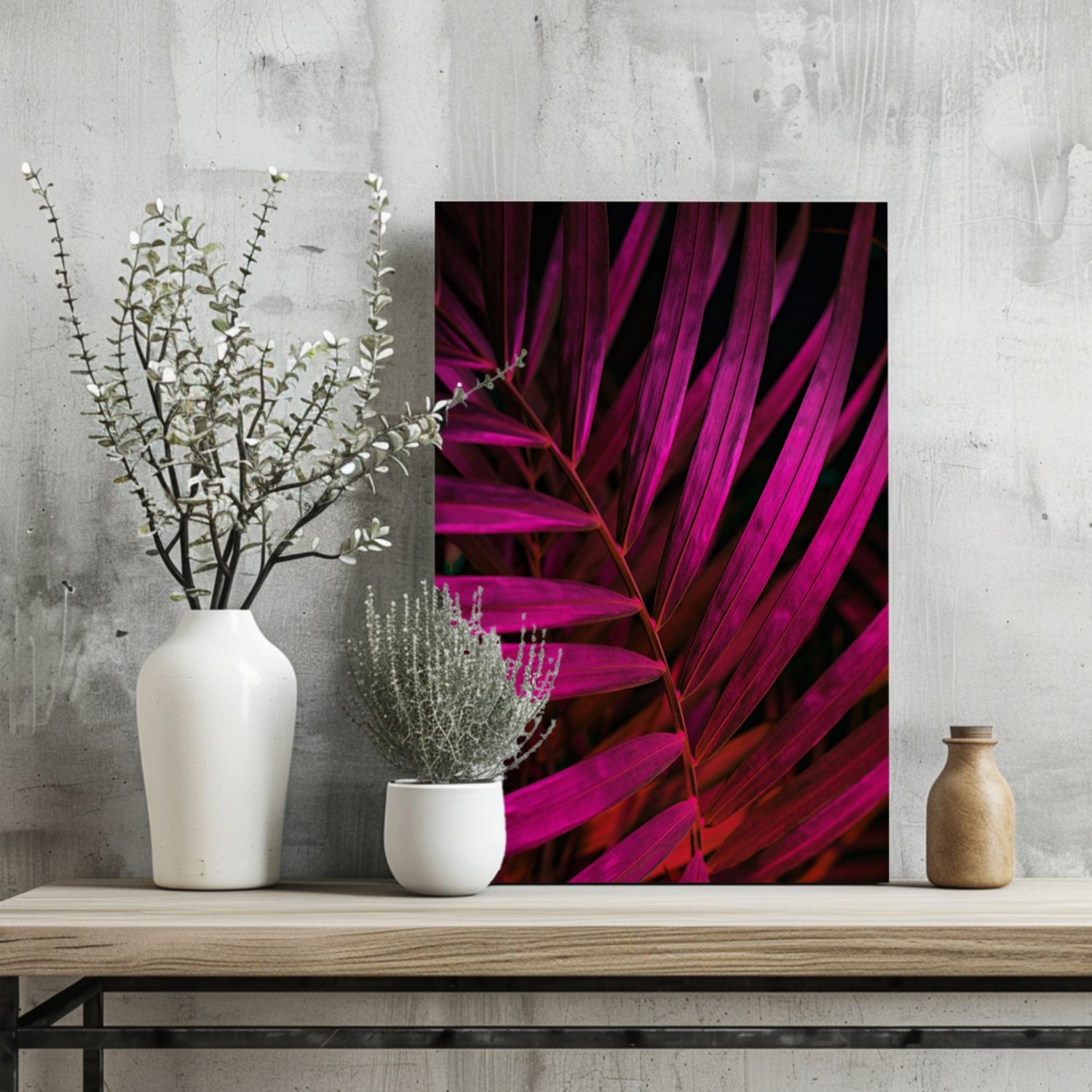 Fuschia Leaf Aluminum Print.