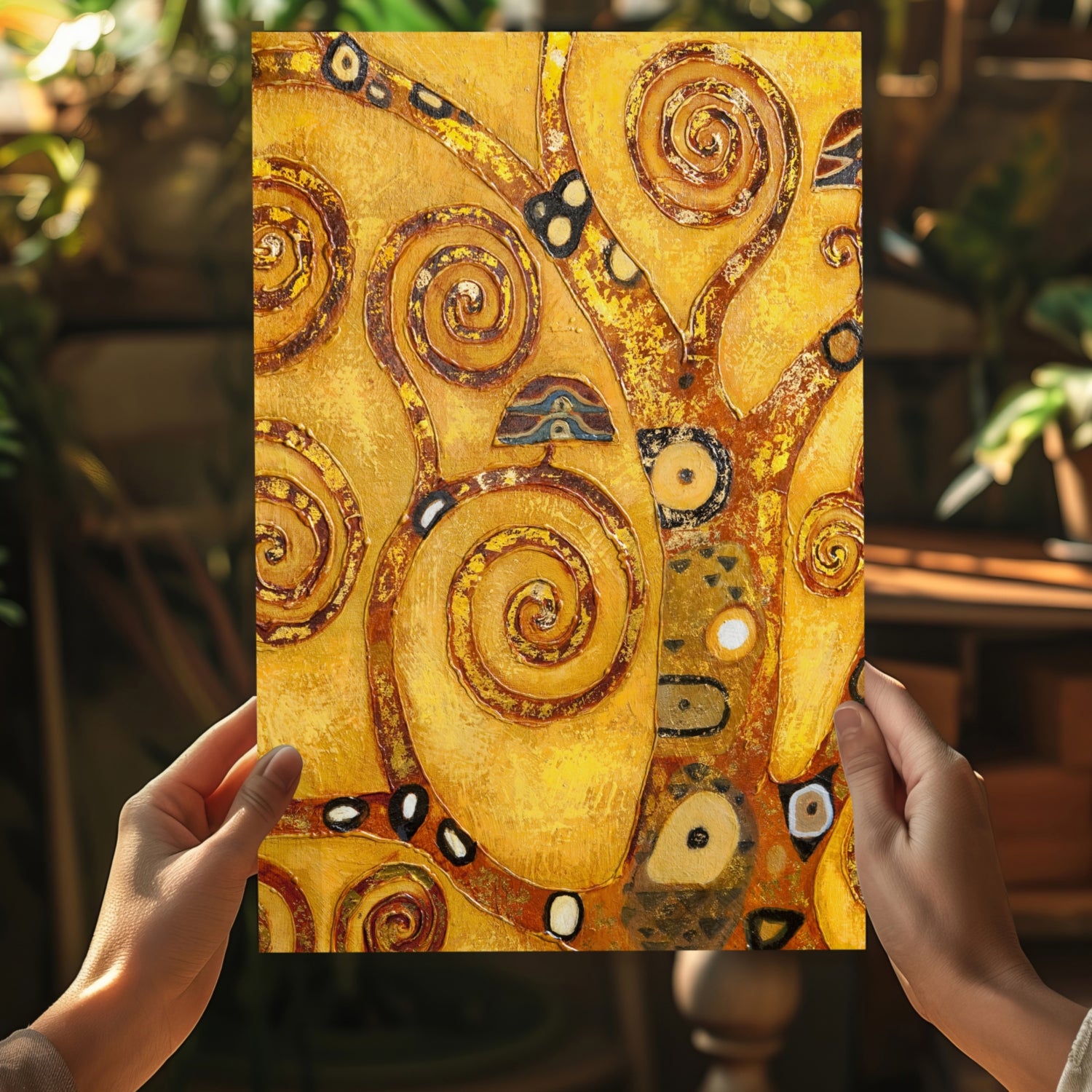 Gustave Klimt Style Aluminum Print.