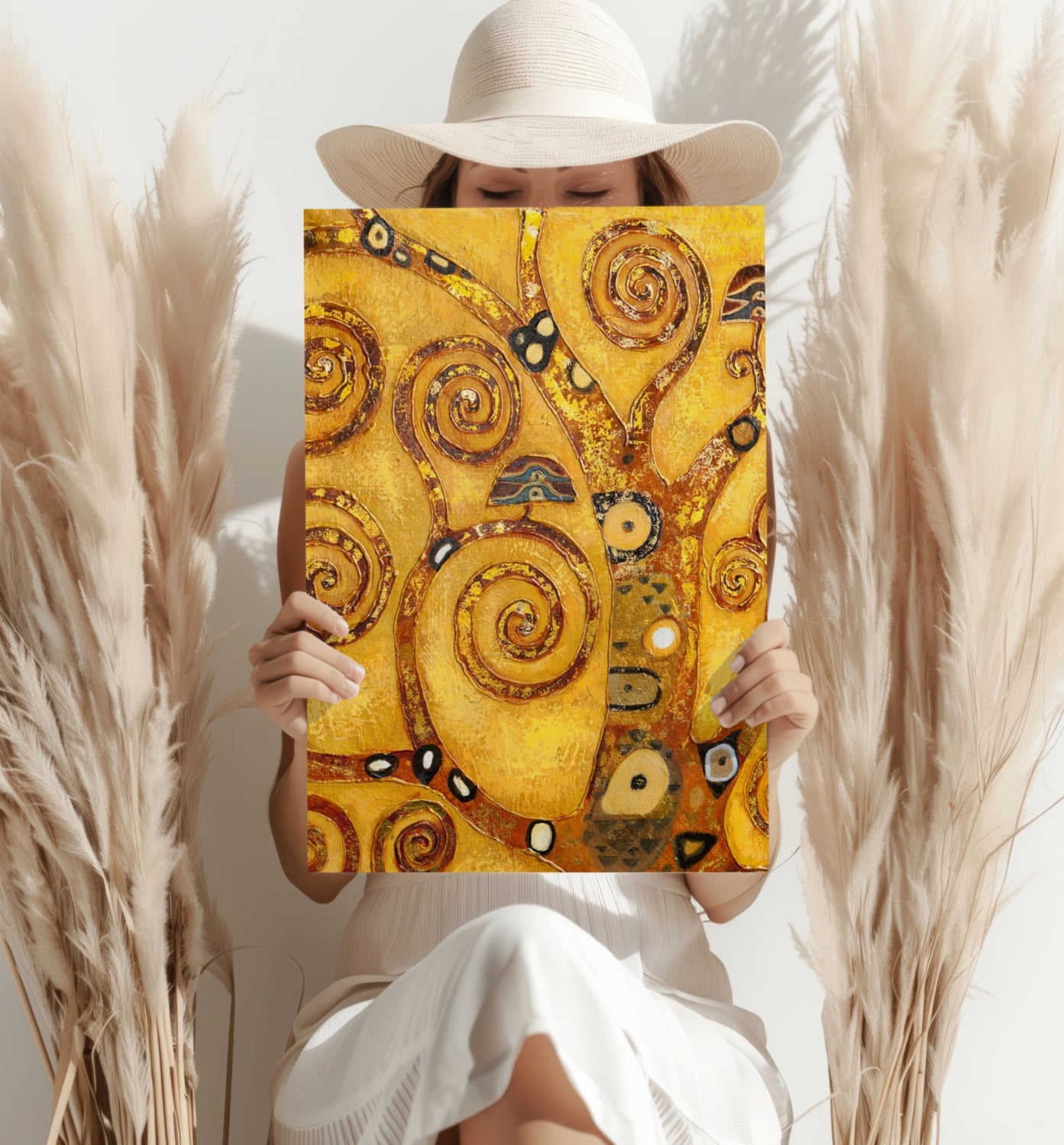 Gustave Klimt Style Aluminum Print.