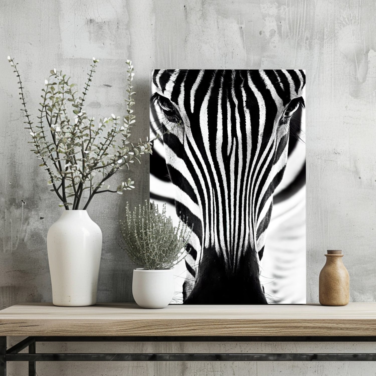 Zebra Portrait Aluminum Print.