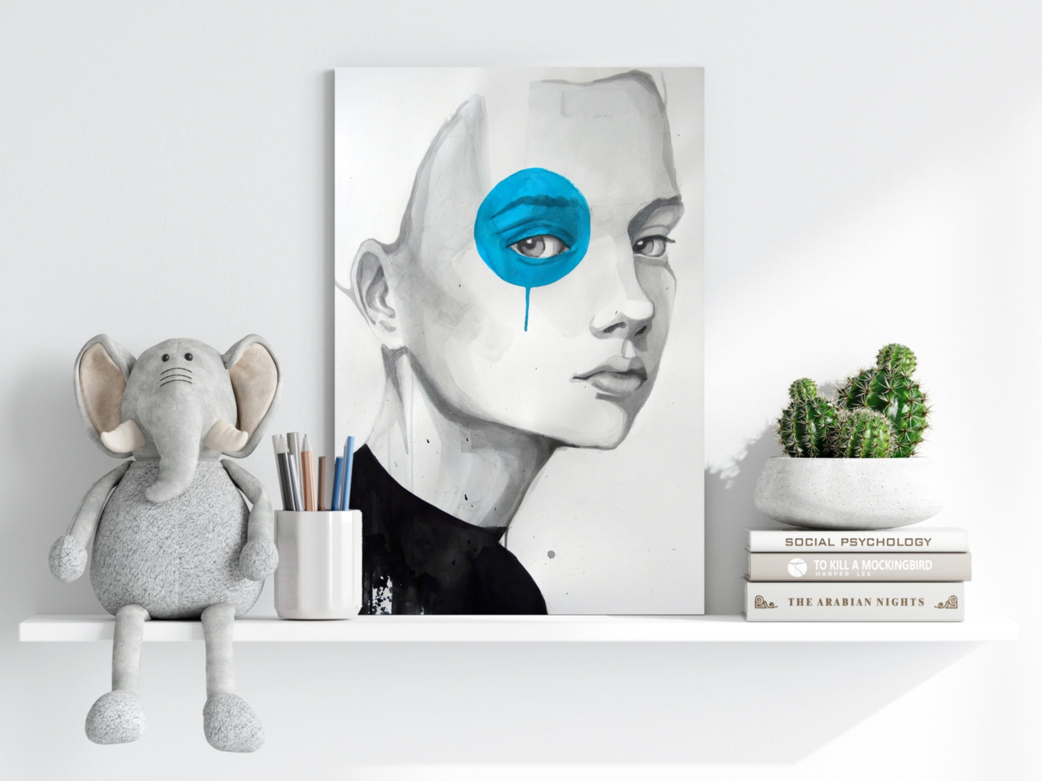 Girl With Blue Aluminum Print.