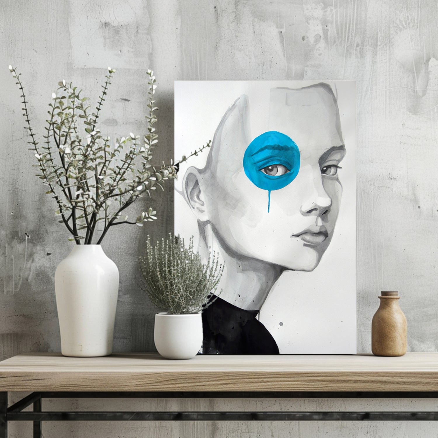 Girl With Blue Aluminum Print.