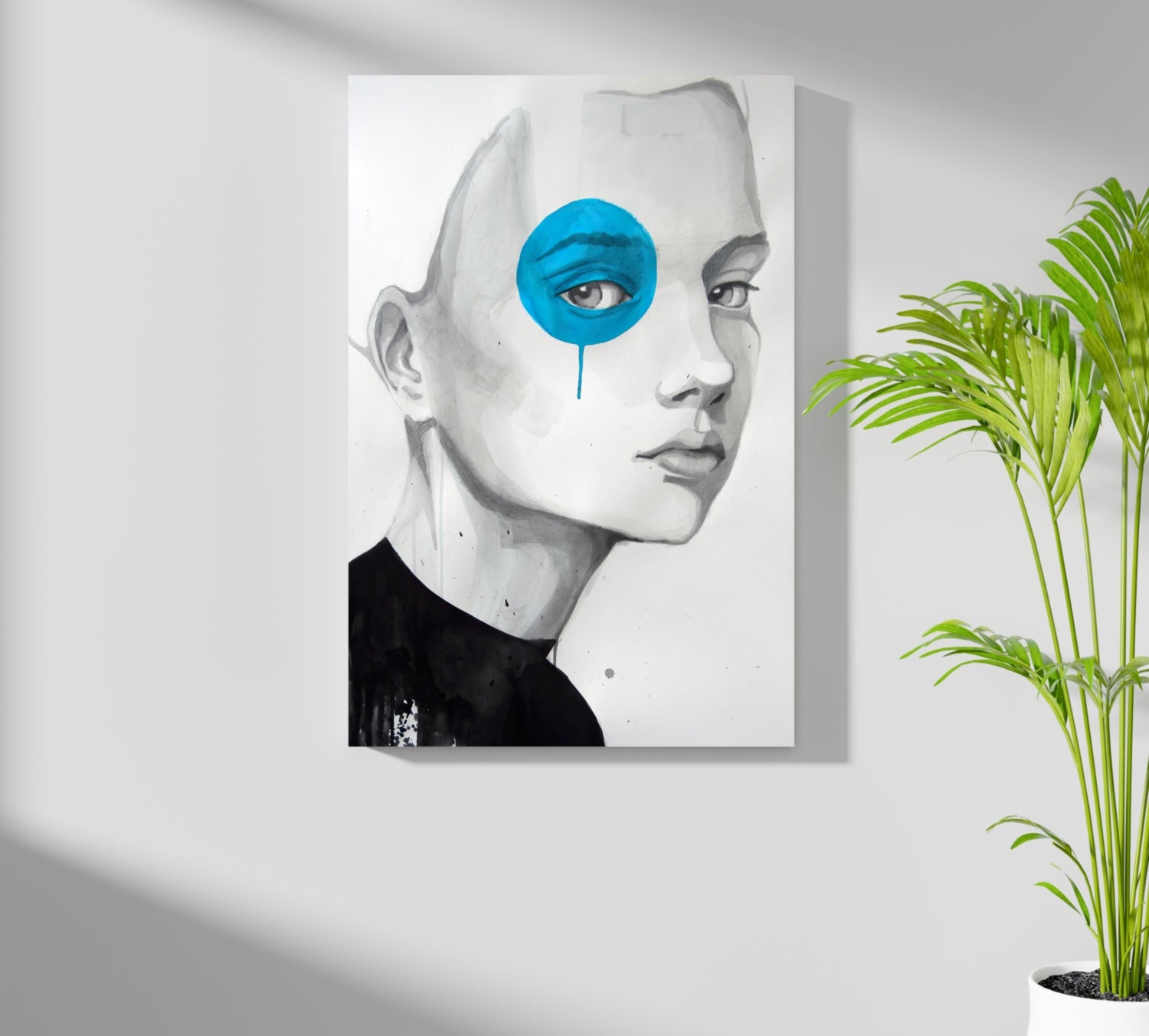 Girl With Blue Aluminum Print.