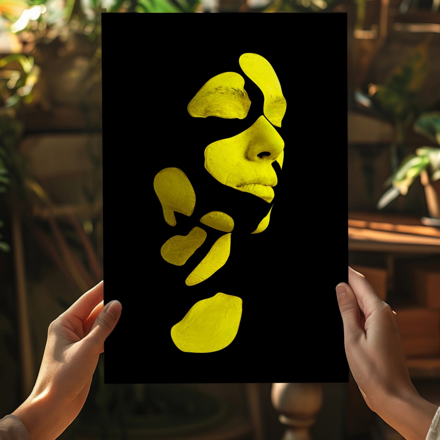 Woman in Style Yellow Aluminum Print.