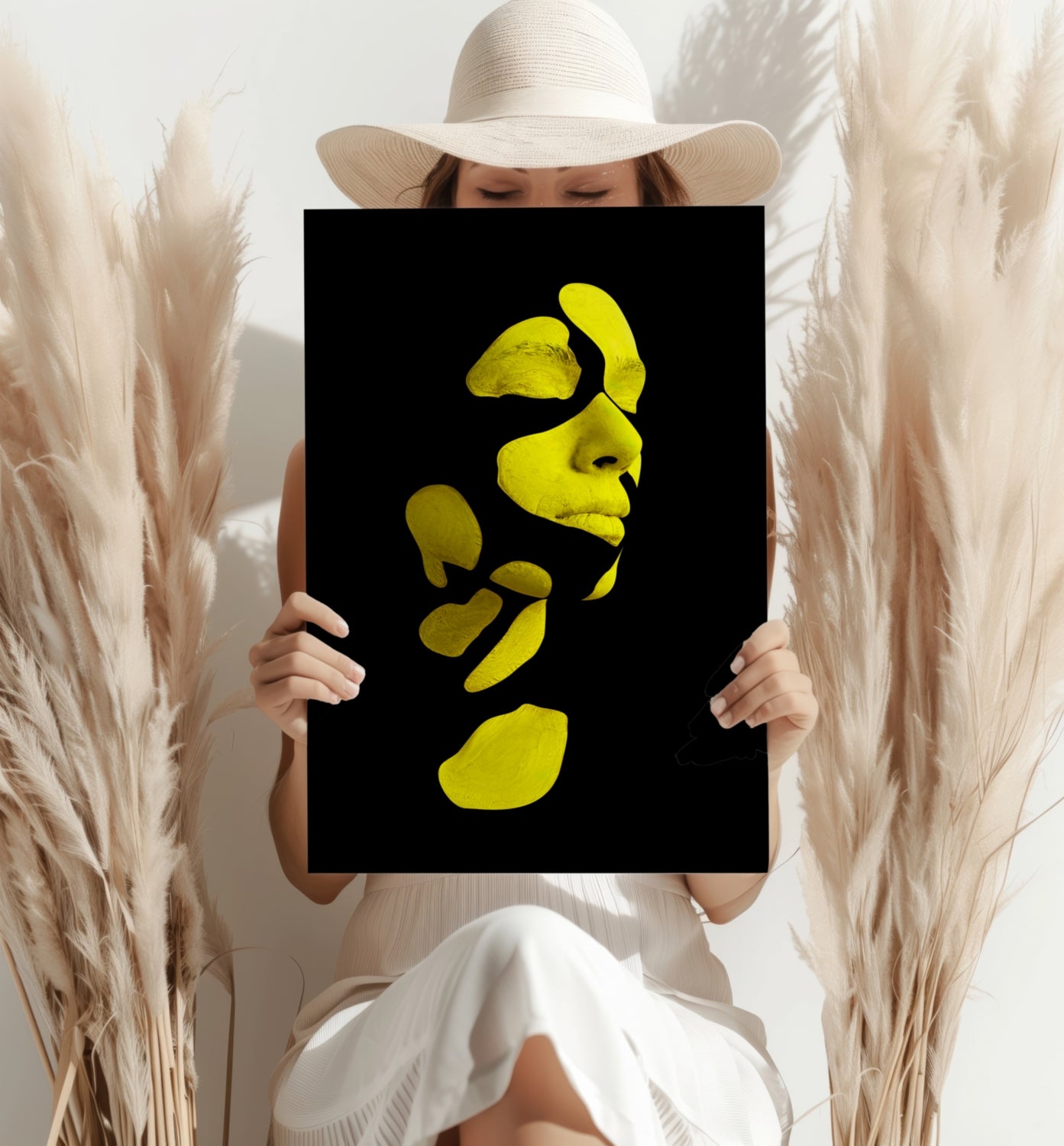 Woman in Style Yellow Aluminum Print.