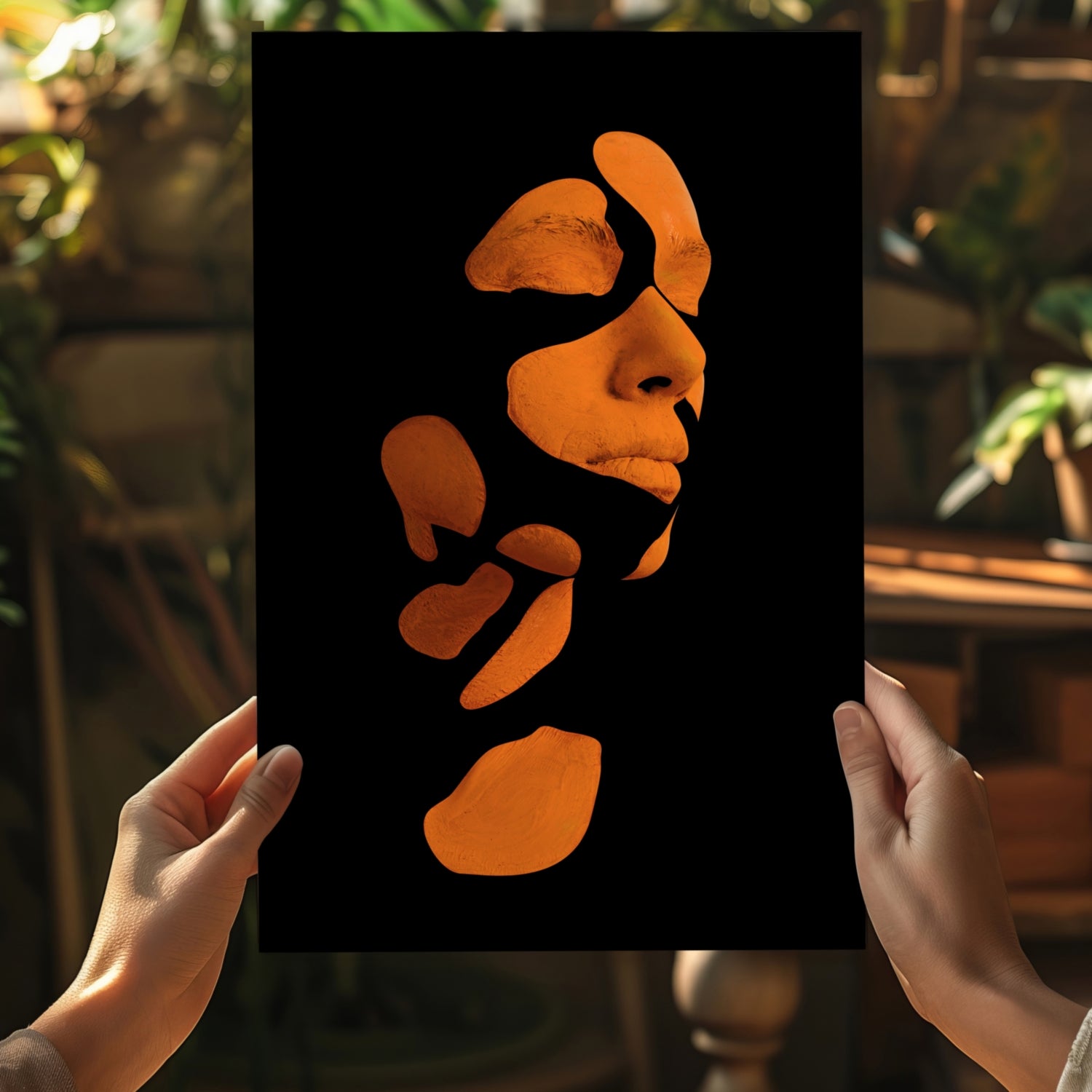Woman in Style Orange Aluminum Print.