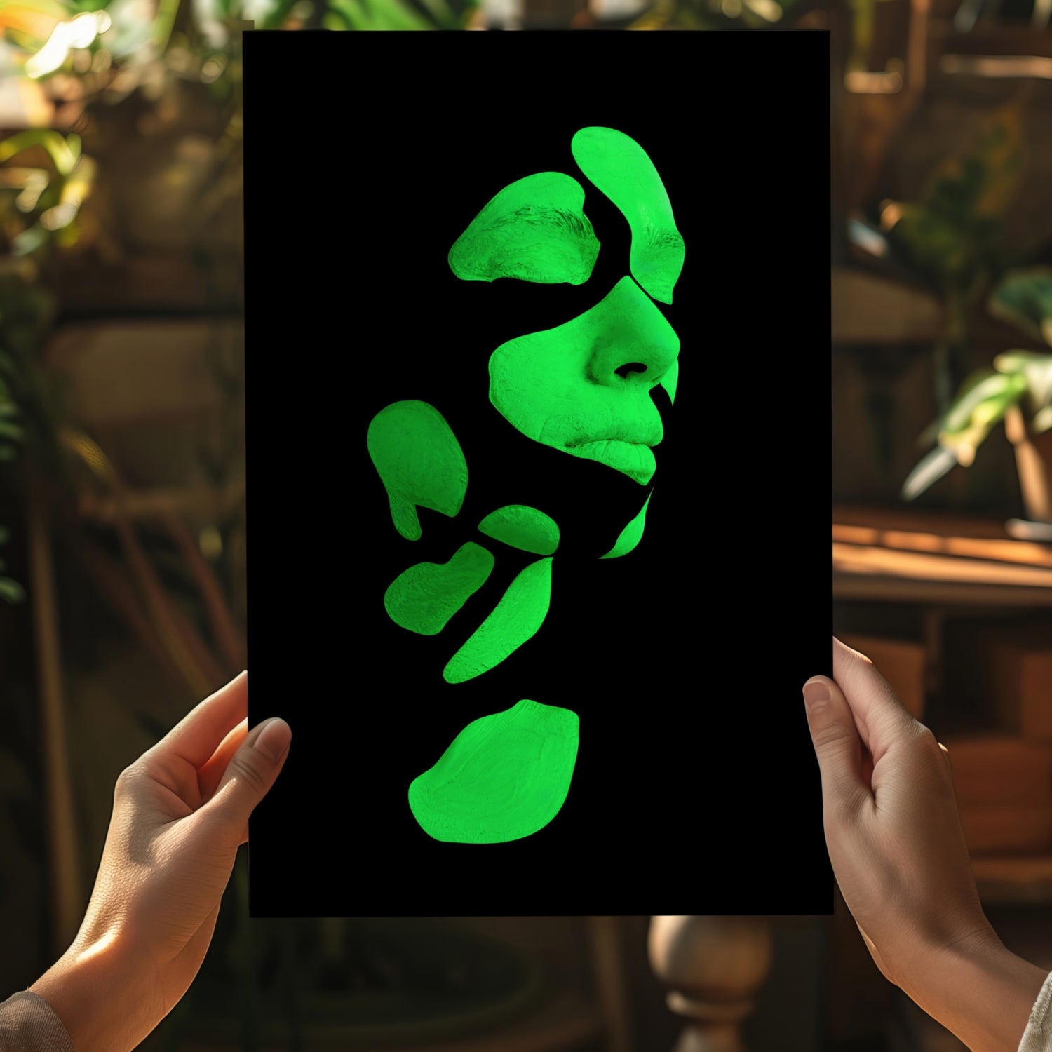 Woman in Style Green Aluminum Print.
