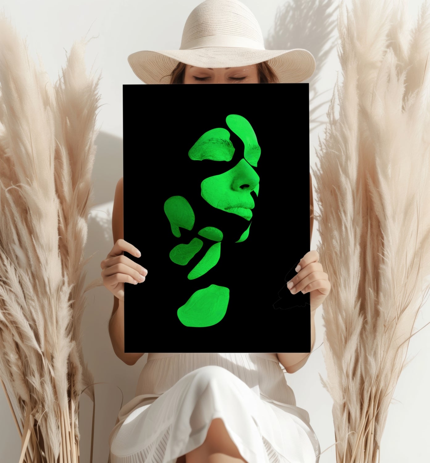 Woman in Style Green Aluminum Print.