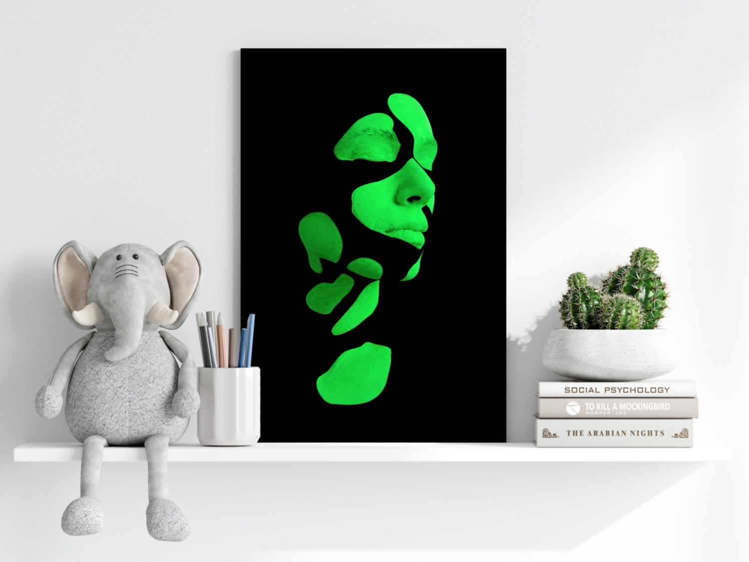 Woman in Style Green Aluminum Print.