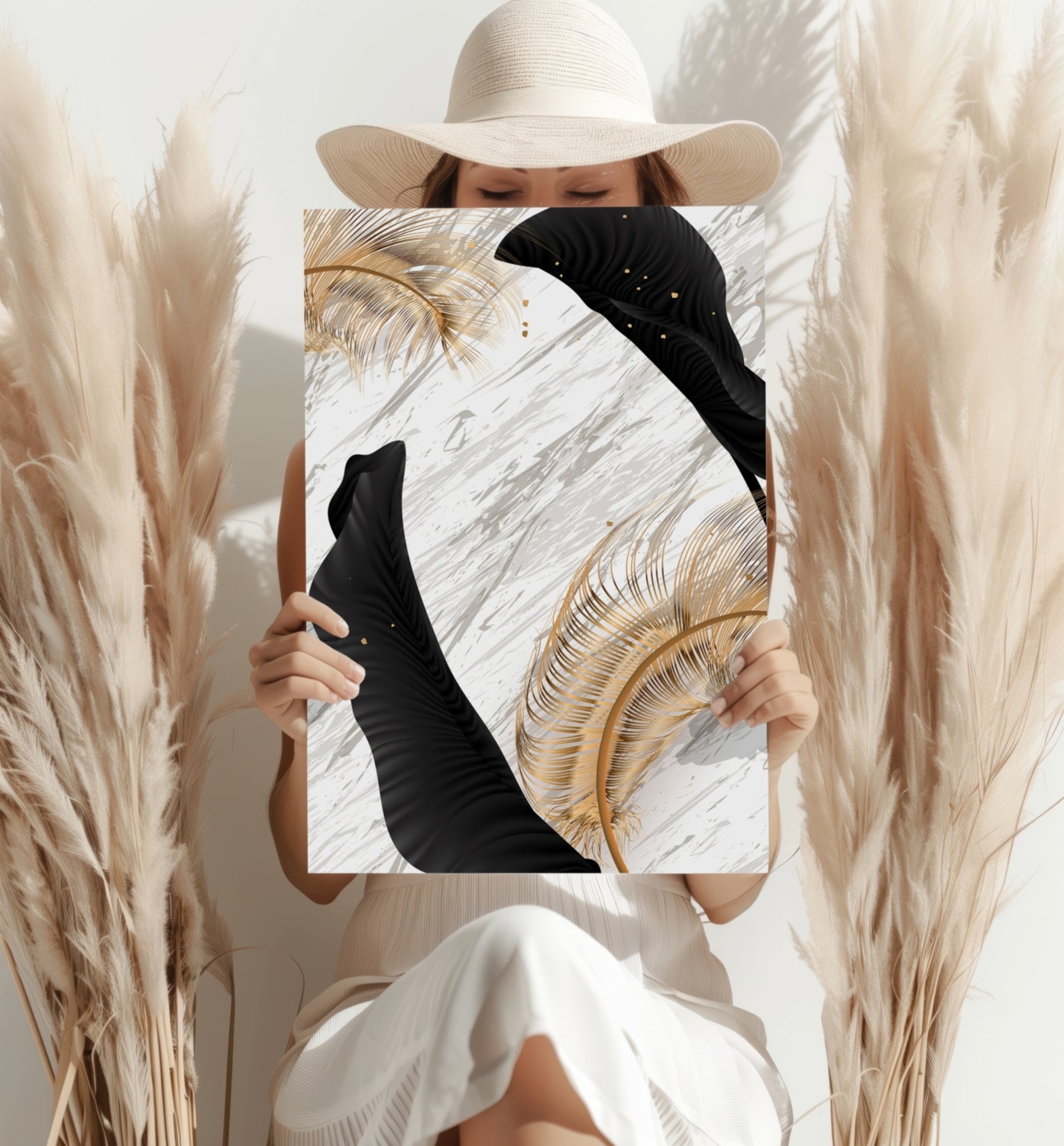 Modern Art Leaves V1 Aluminum Print.