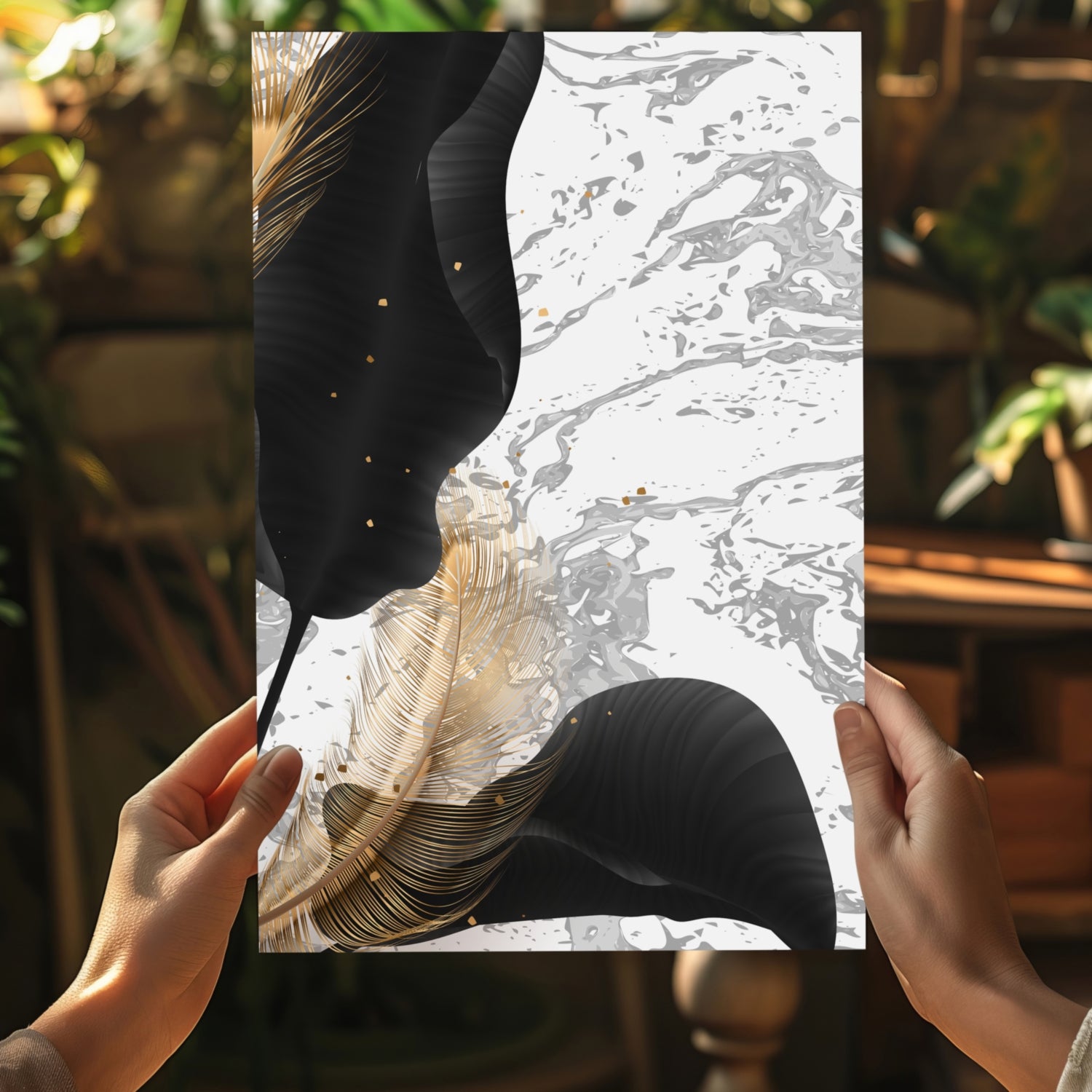 Modern Art Leaves V2 Aluminum Print.