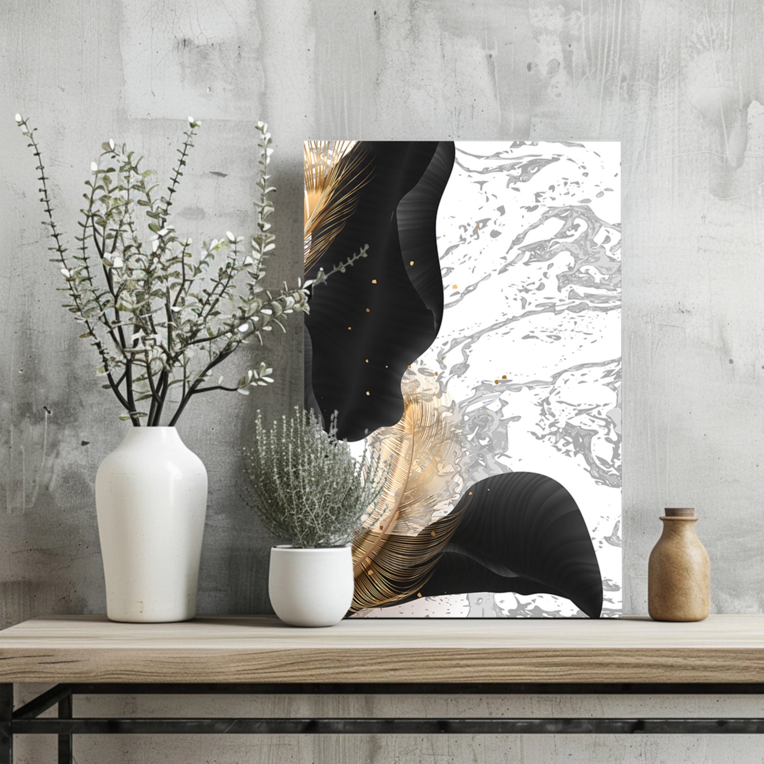 Modern Art Leaves V2 Aluminum Print.