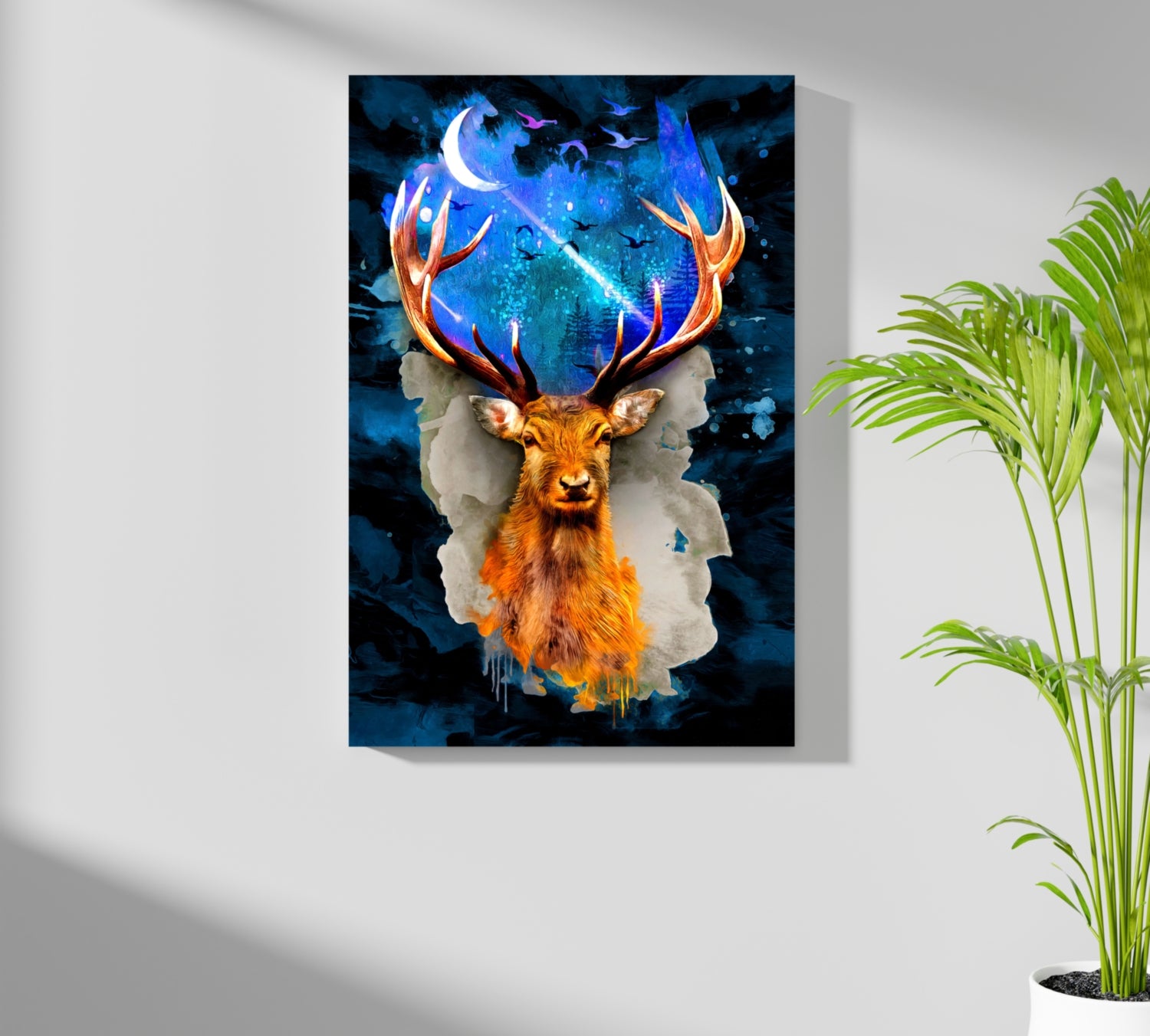 Deer at Night Aluminum Print.