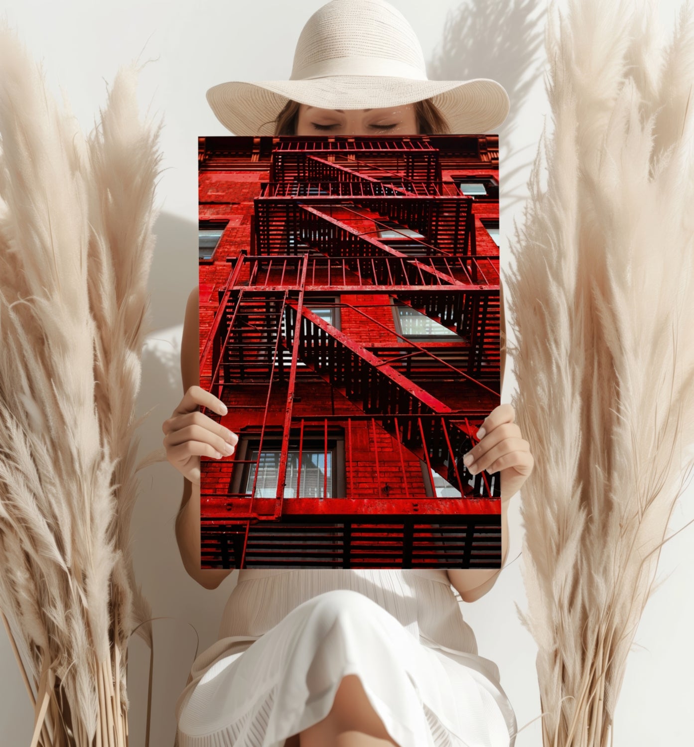 Stairs Red Aluminum Print.