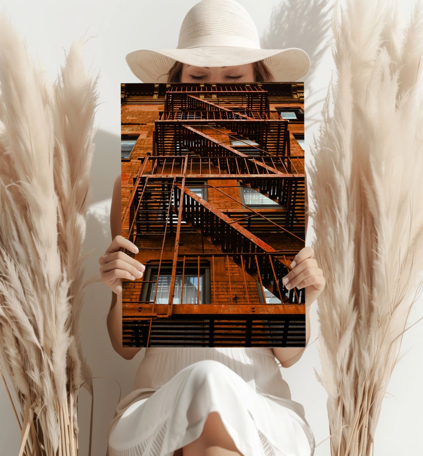 Stairs Orange Aluminum Print.