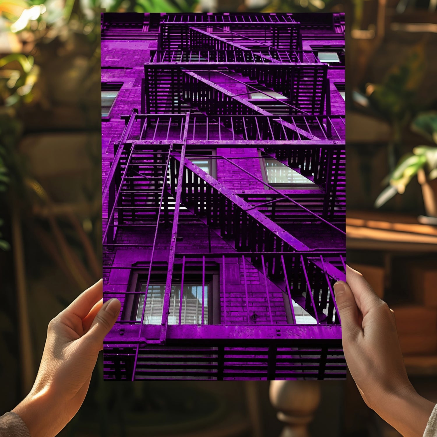 Stairs Purple Aluminum Print.