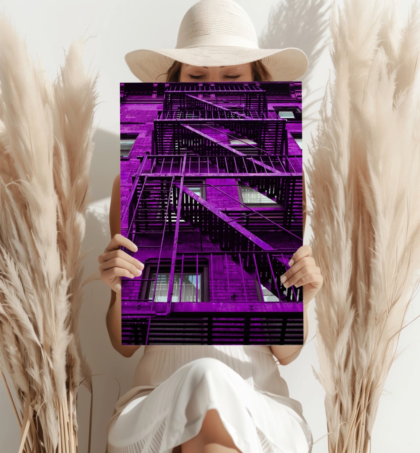 Stairs Purple Aluminum Print.