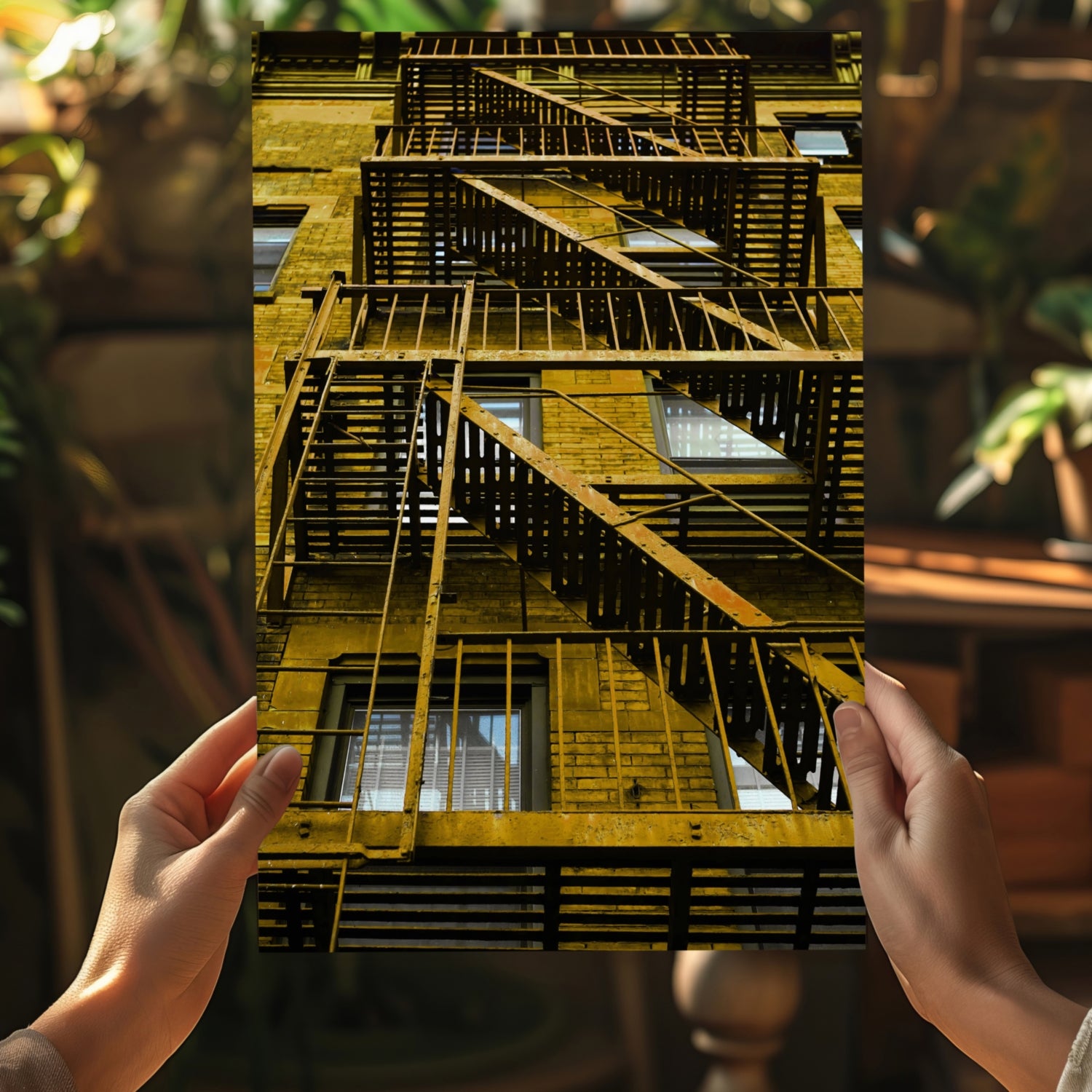 Stairs Yellow Aluminum Print.