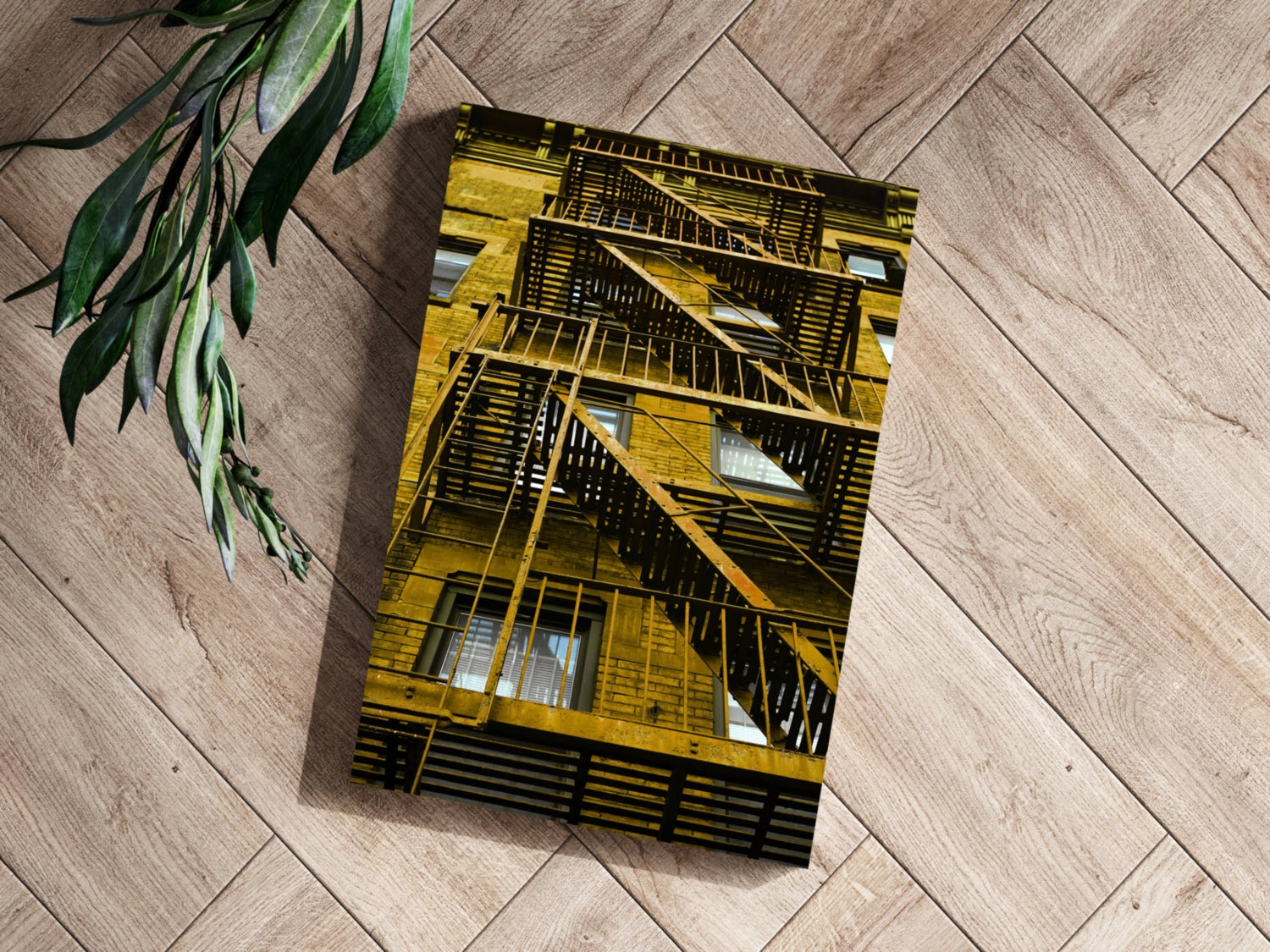 Stairs Yellow Aluminum Print.