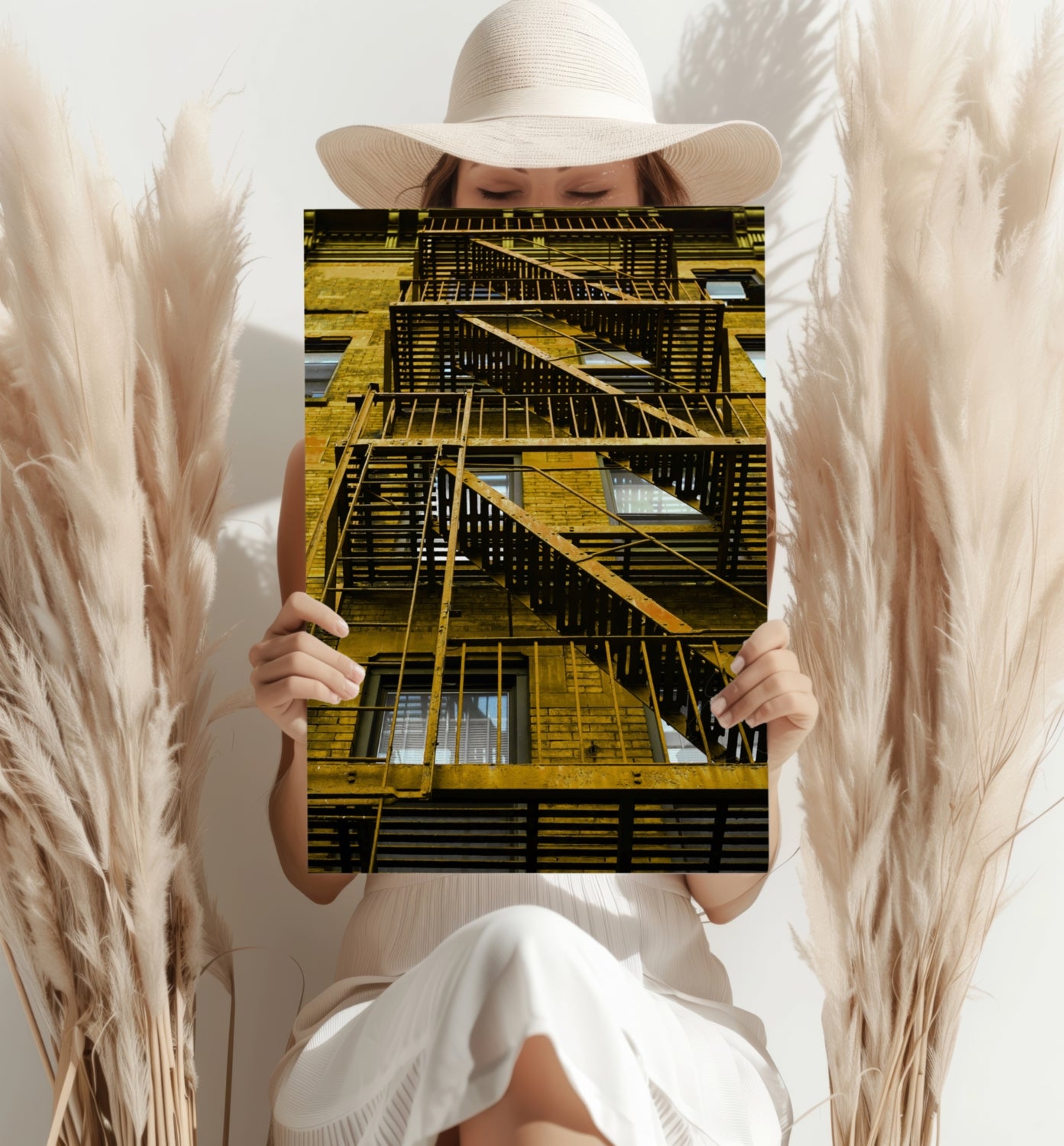 Stairs Yellow Aluminum Print.