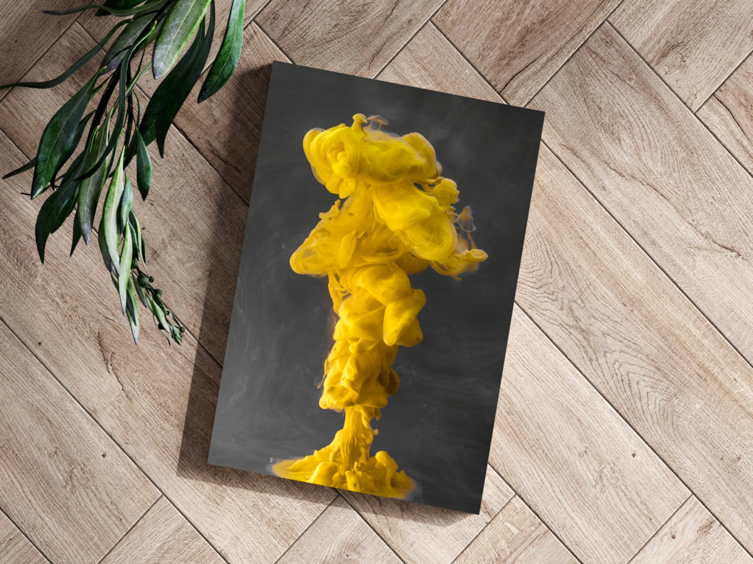 Abstract Yellow Smoke Aluminum Print.