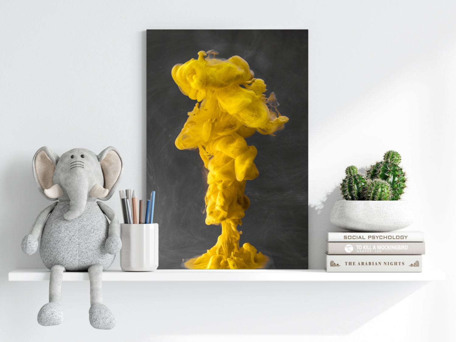 Abstract Yellow Smoke Aluminum Print.