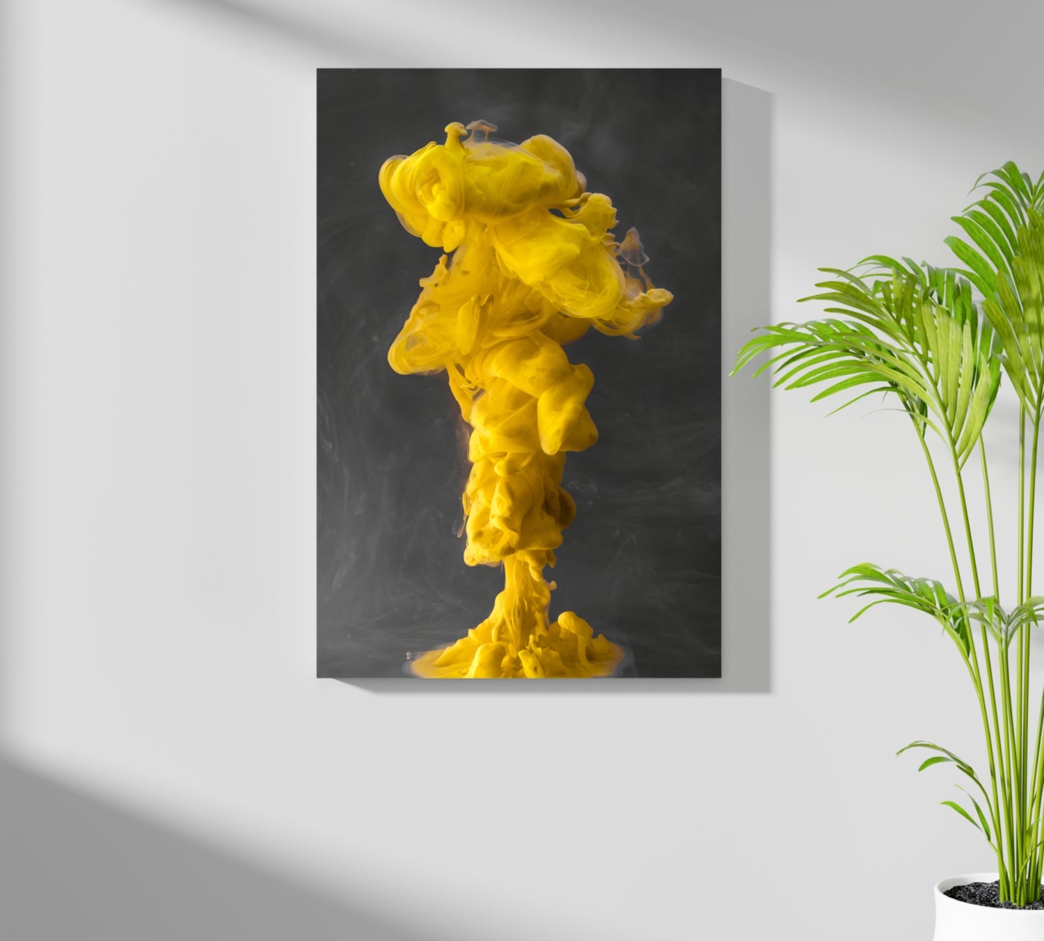 Abstract Yellow Smoke Aluminum Print.