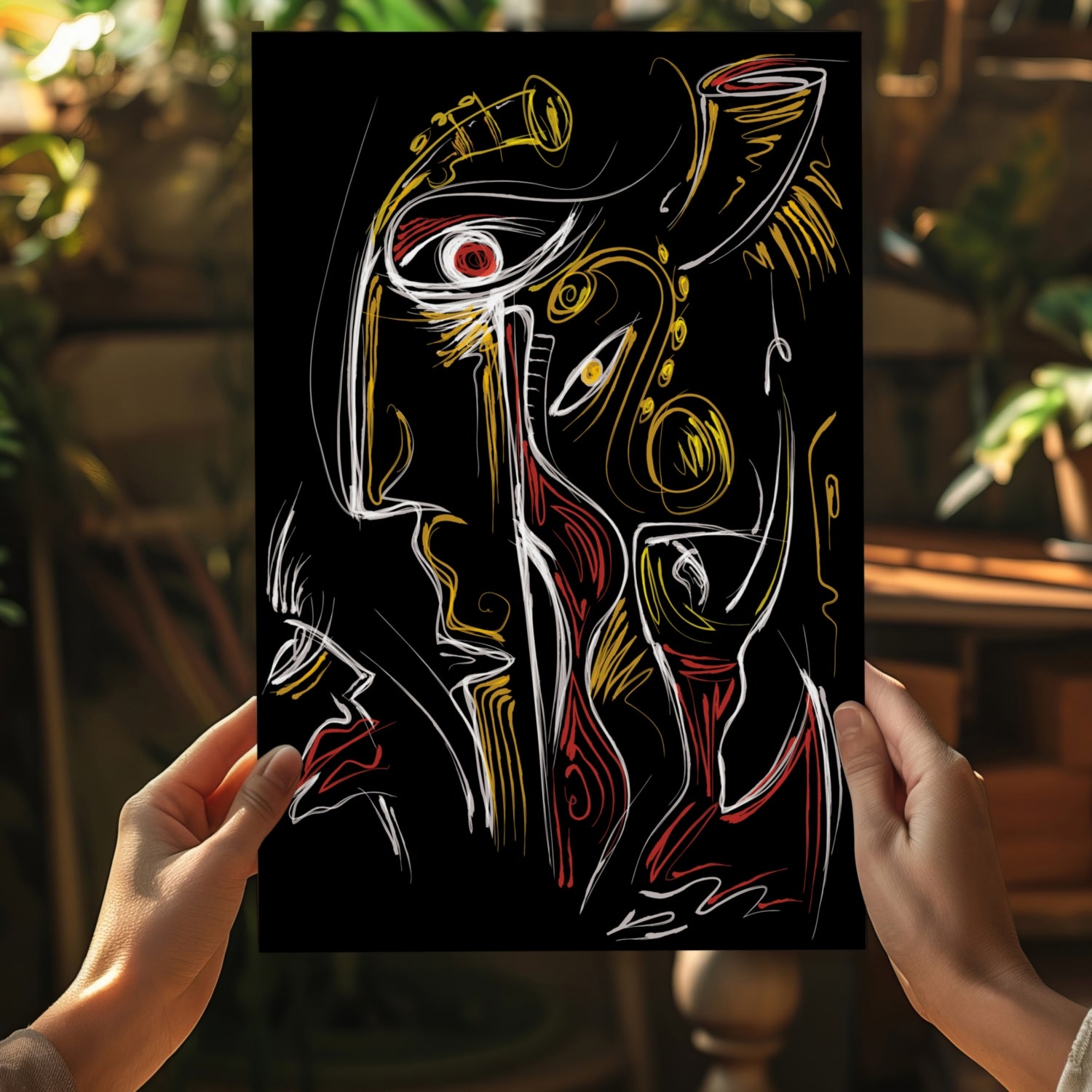 Abstract Art Faces Aluminum Print.