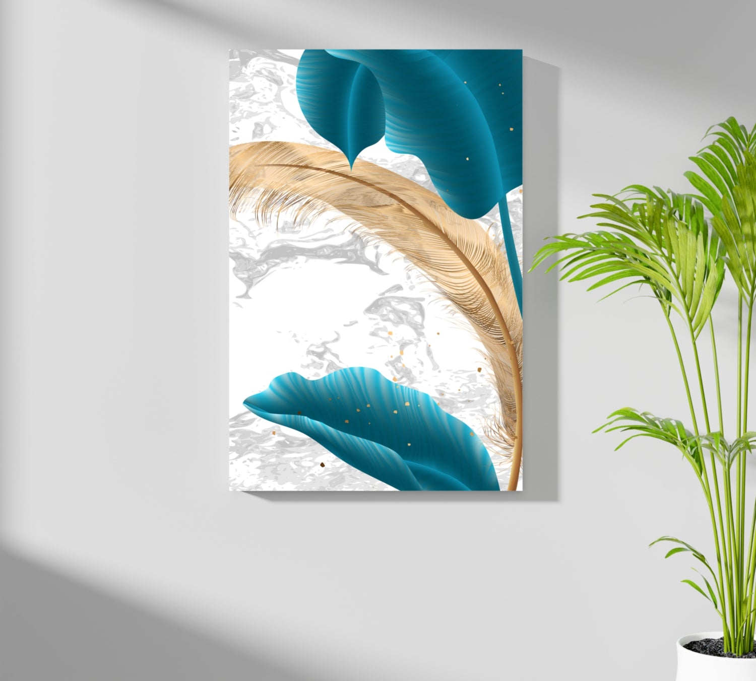 Teal Leaves Aluminum Print.