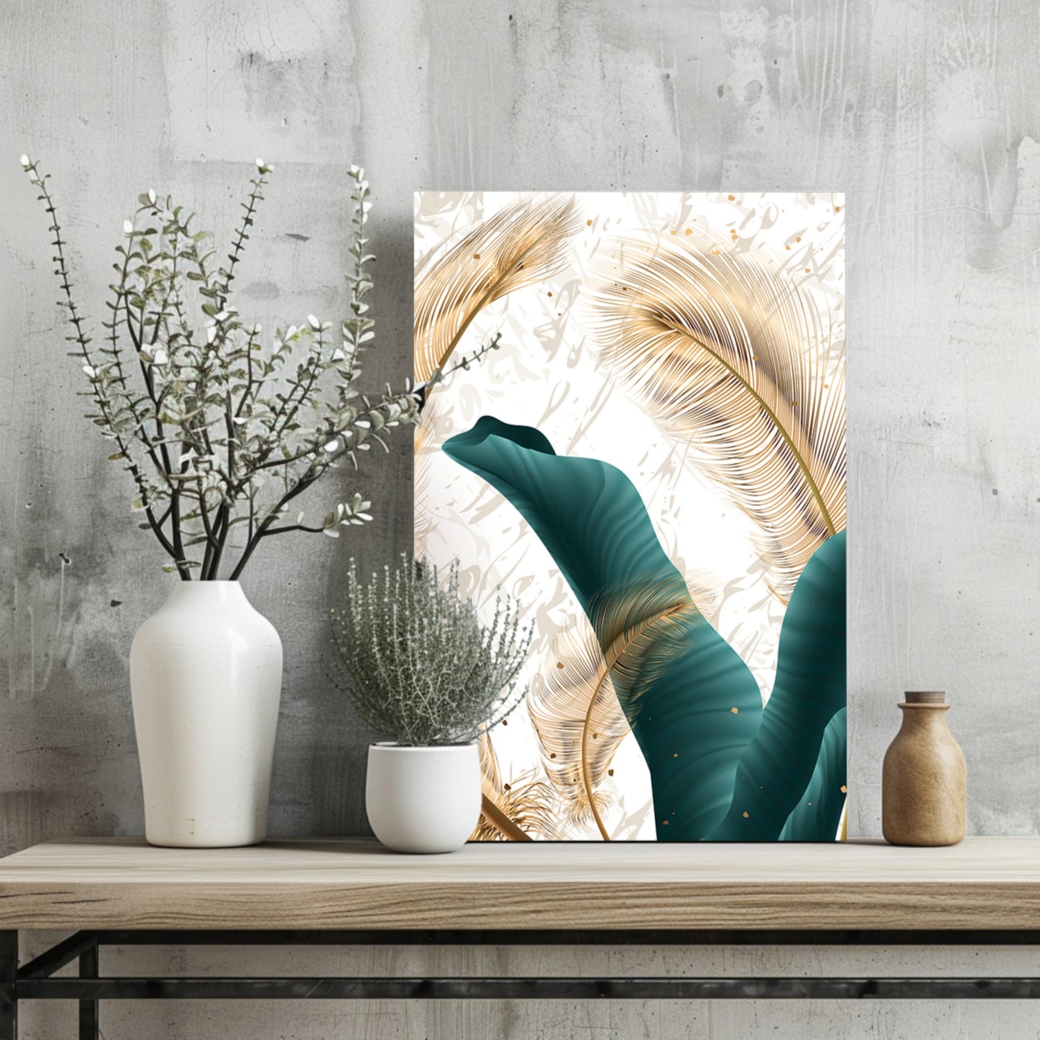 Emerald Leaves Aluminum Print.