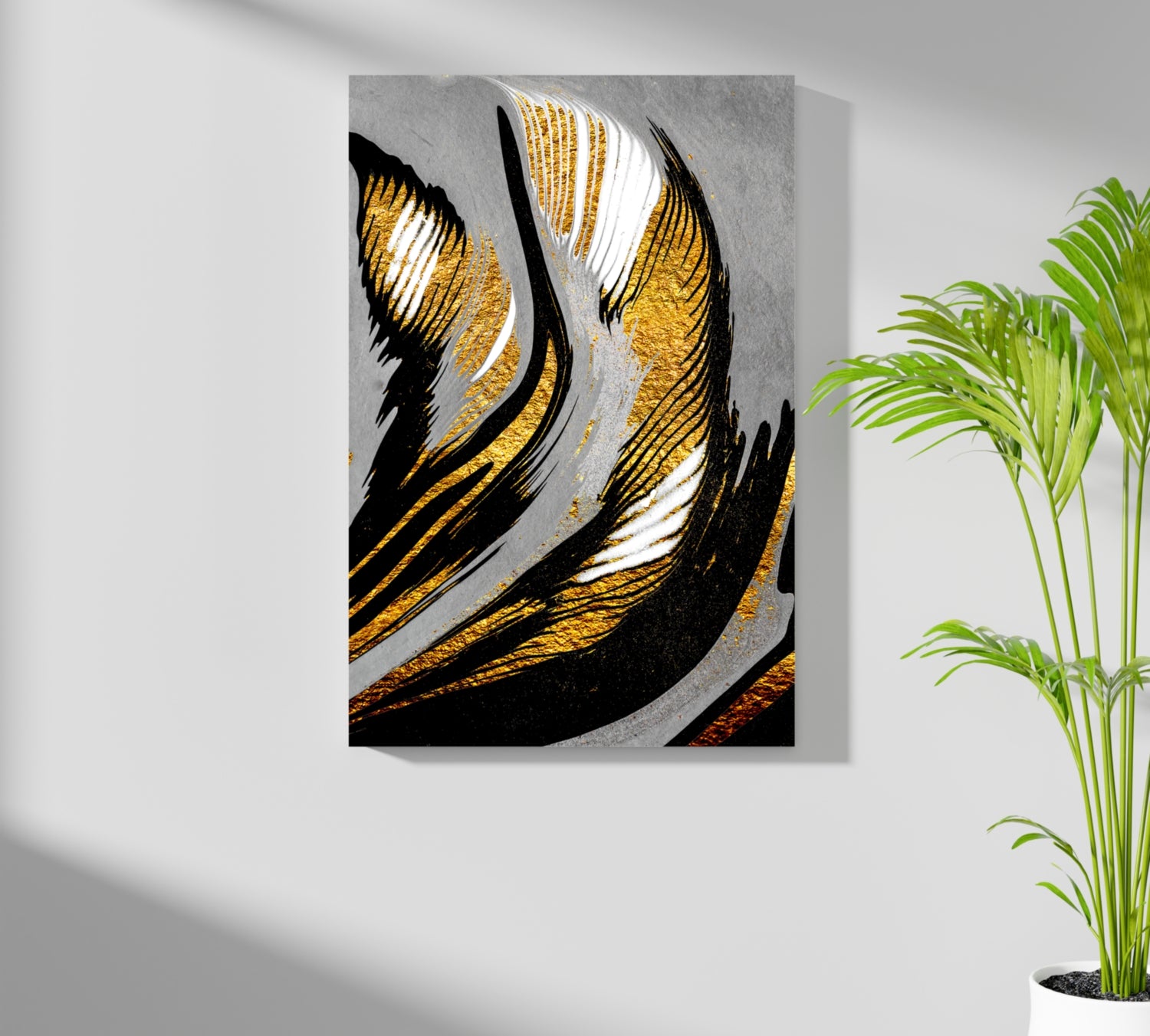 Gold-Gray Lines Aluminum Print.