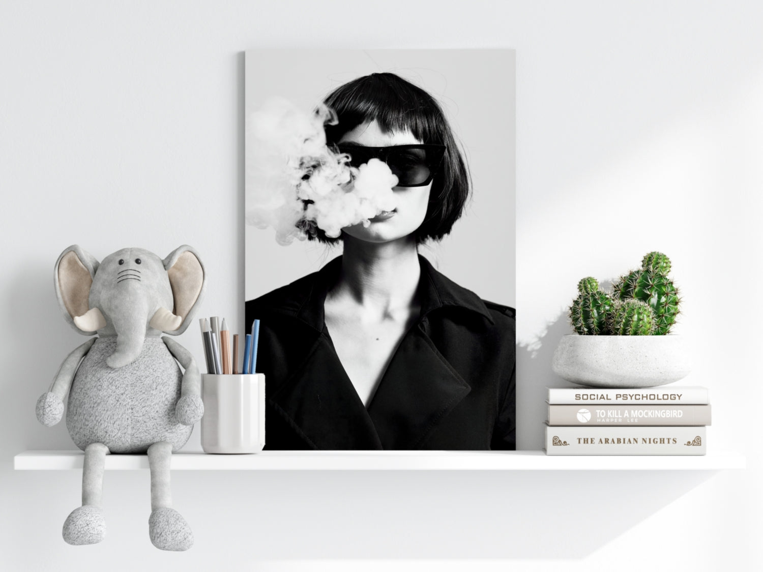 Woman in Smoke Aluminum Print.
