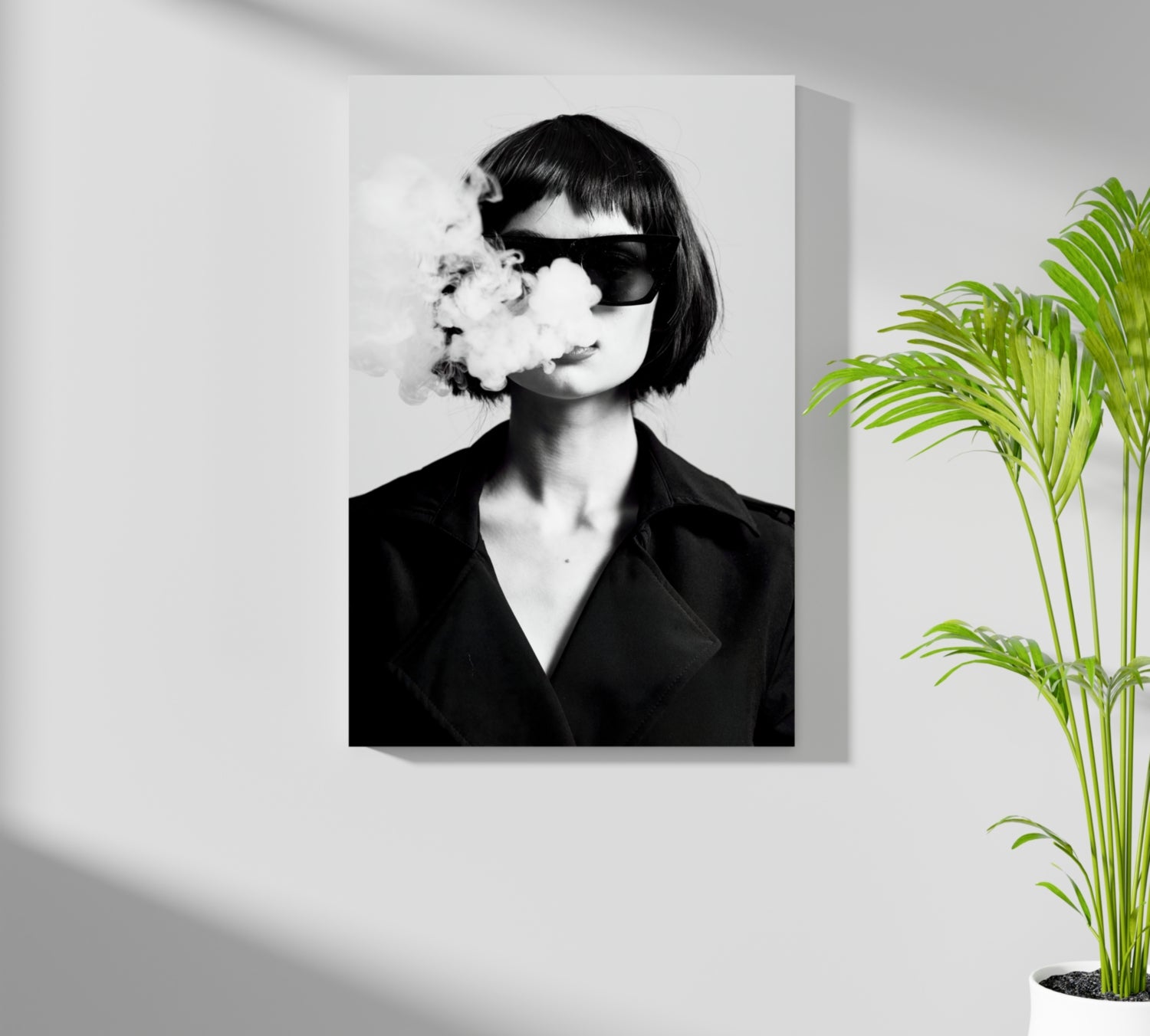 Woman in Smoke Aluminum Print.