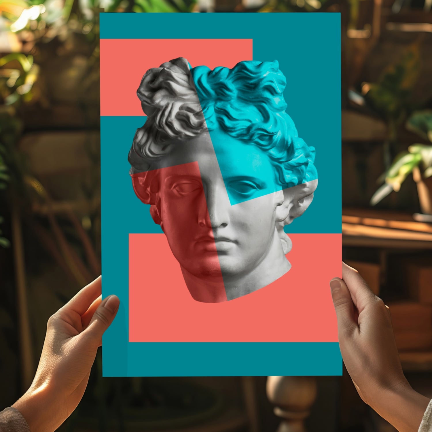 Statue Head Contemporary Aluminum Print.