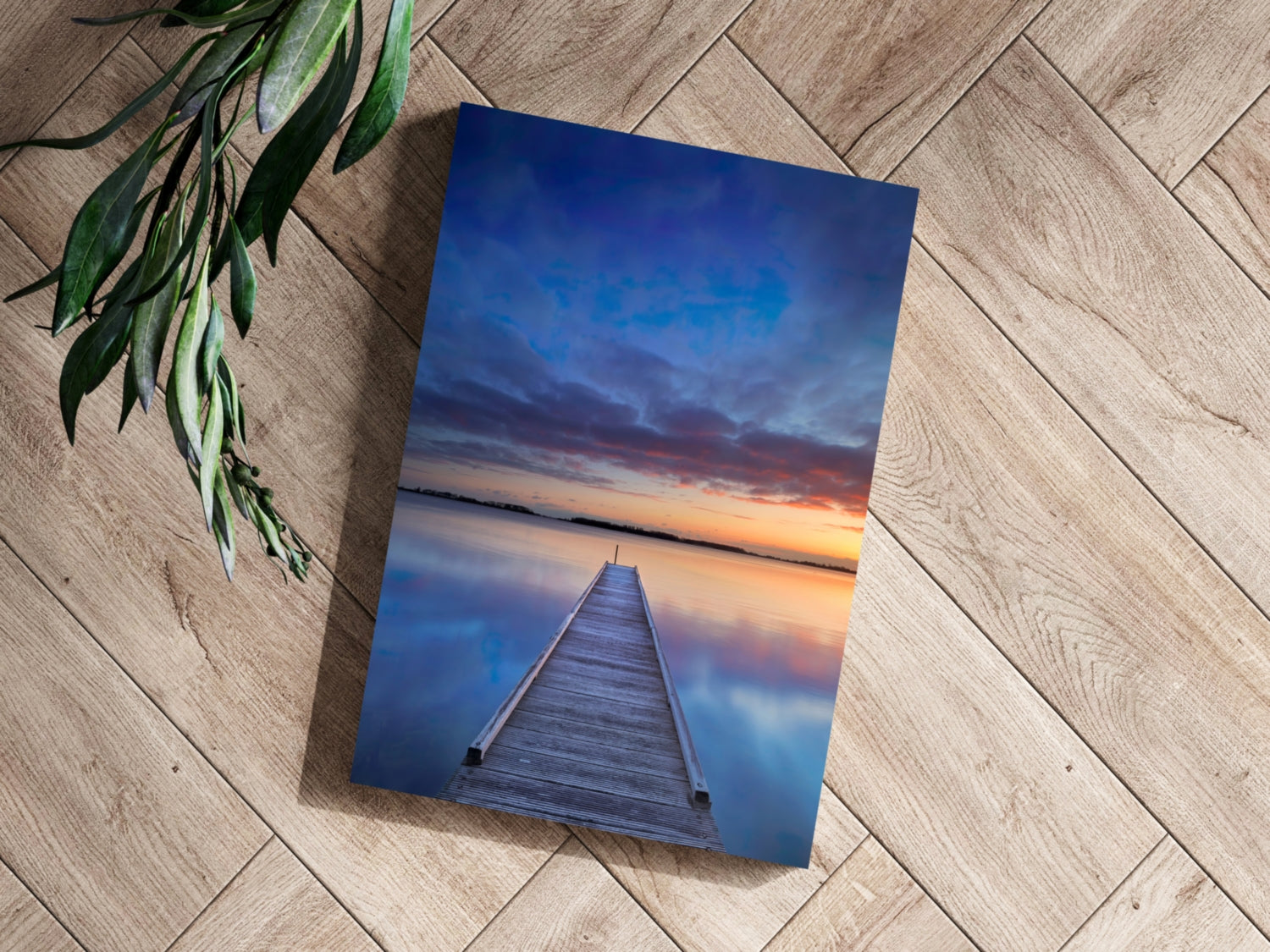 Dock View at Sunset Aluminum Print.
