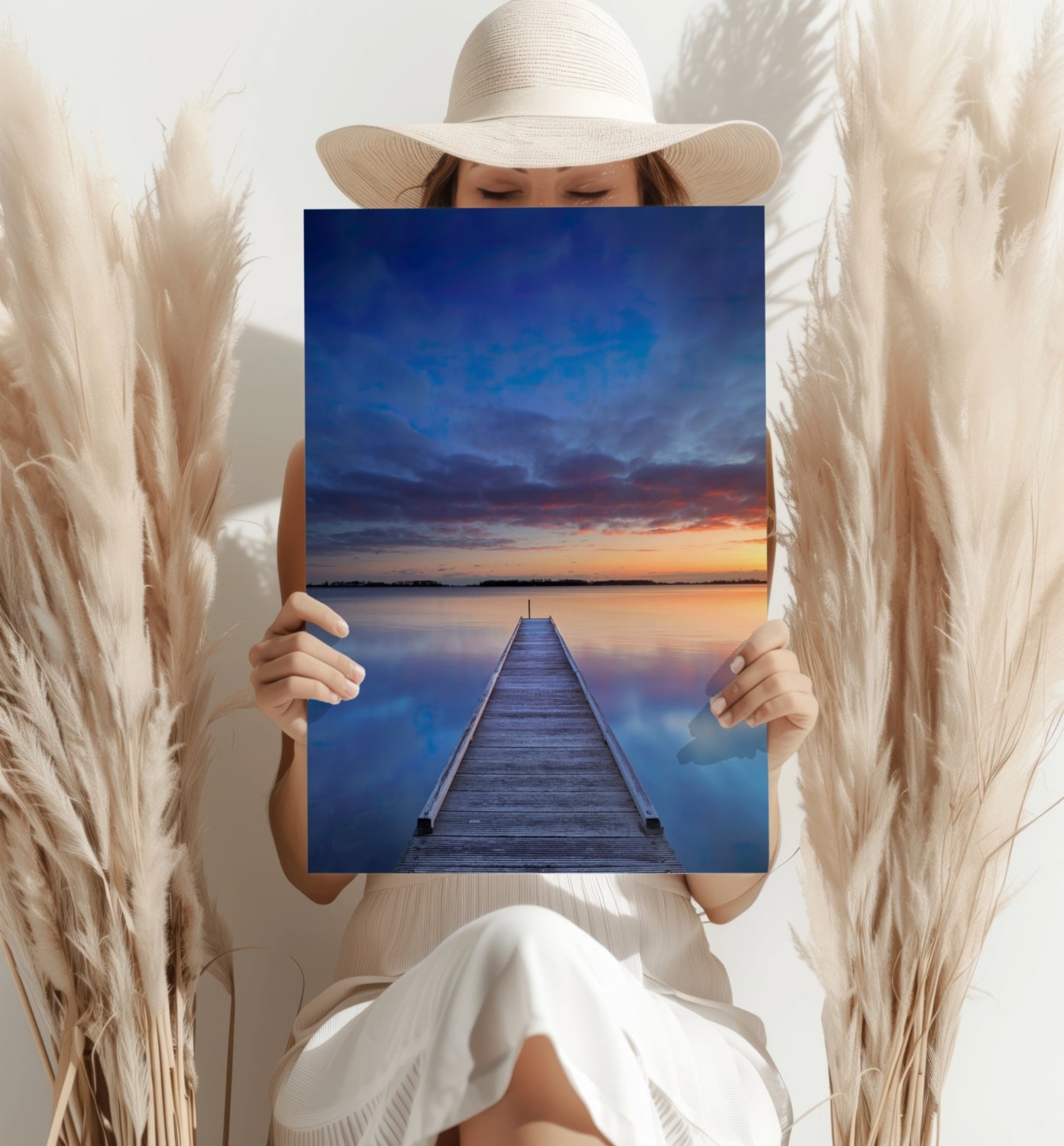 Dock View at Sunset Aluminum Print.