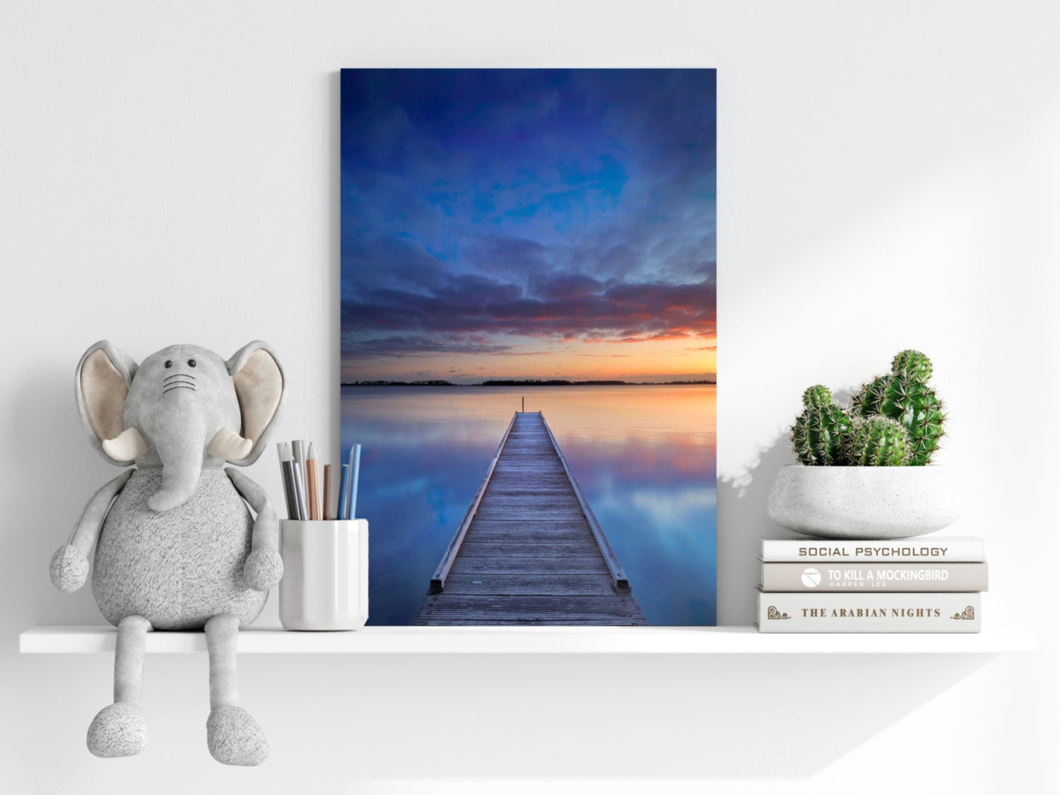 Dock View at Sunset Aluminum Print.