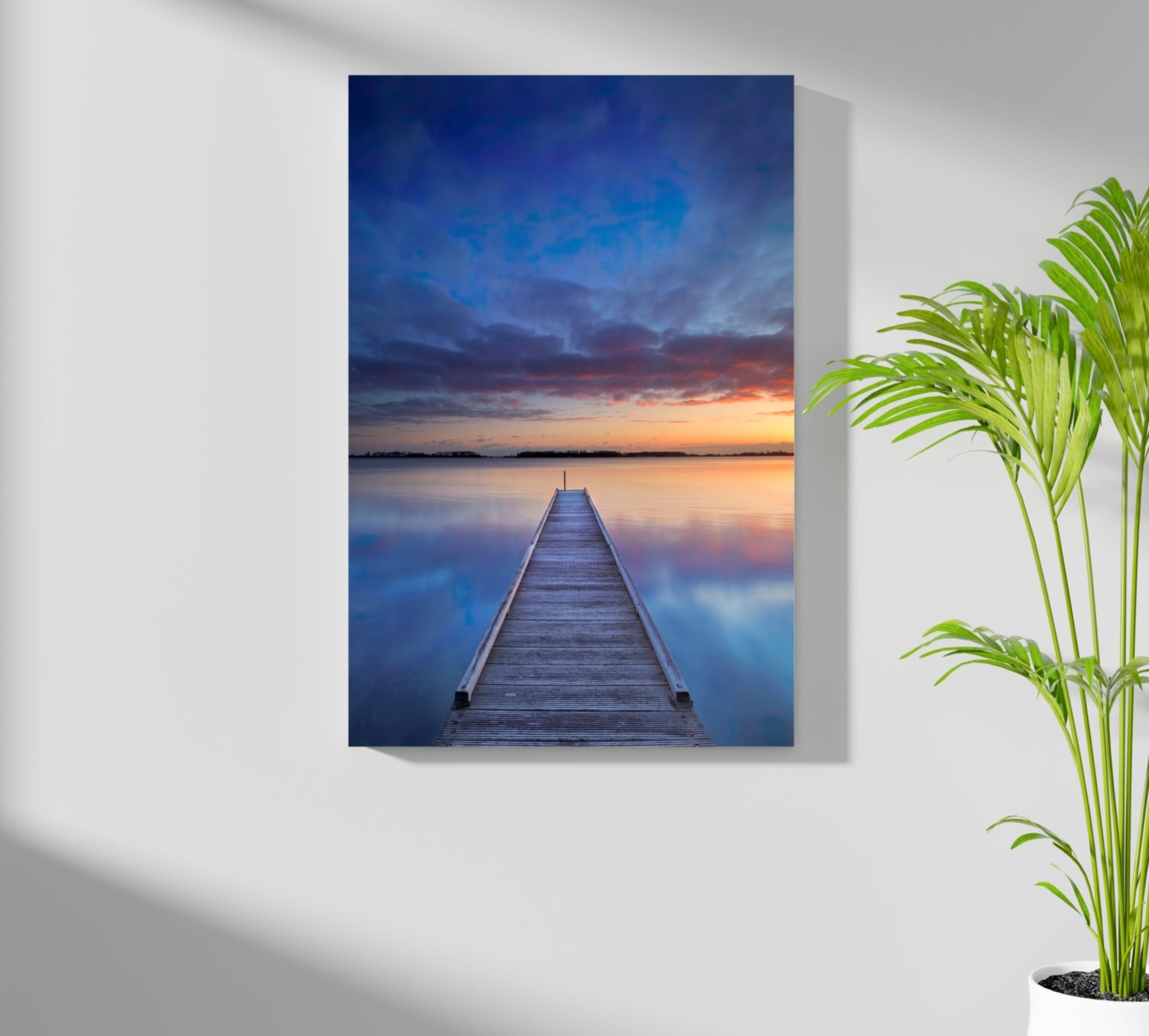 Dock View at Sunset Aluminum Print.