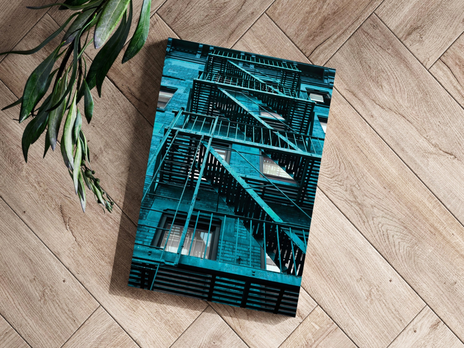 Stairs Teal Aluminum Print.