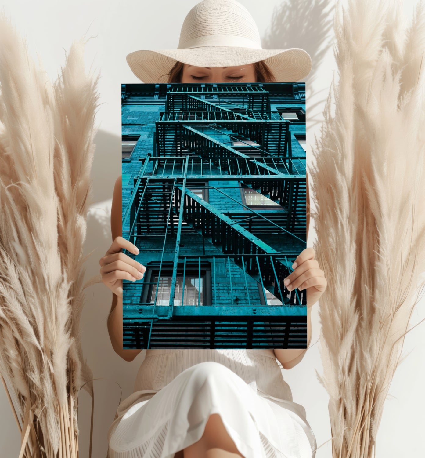 Stairs Teal Aluminum Print.