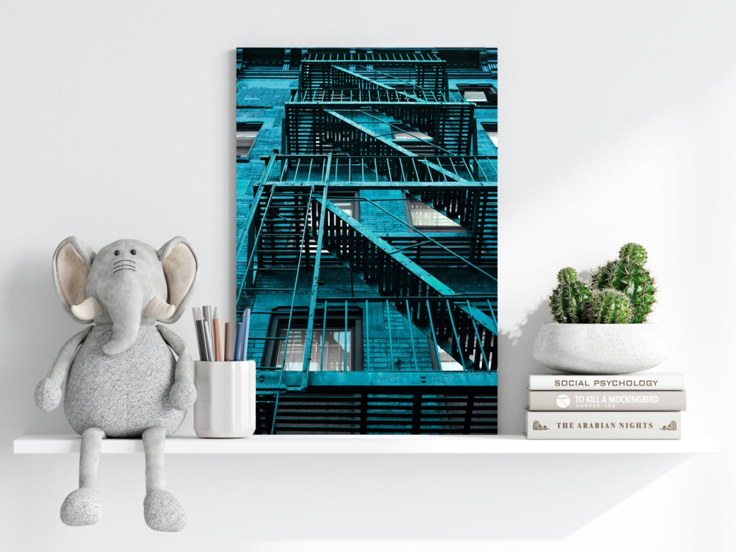 Stairs Teal Aluminum Print.