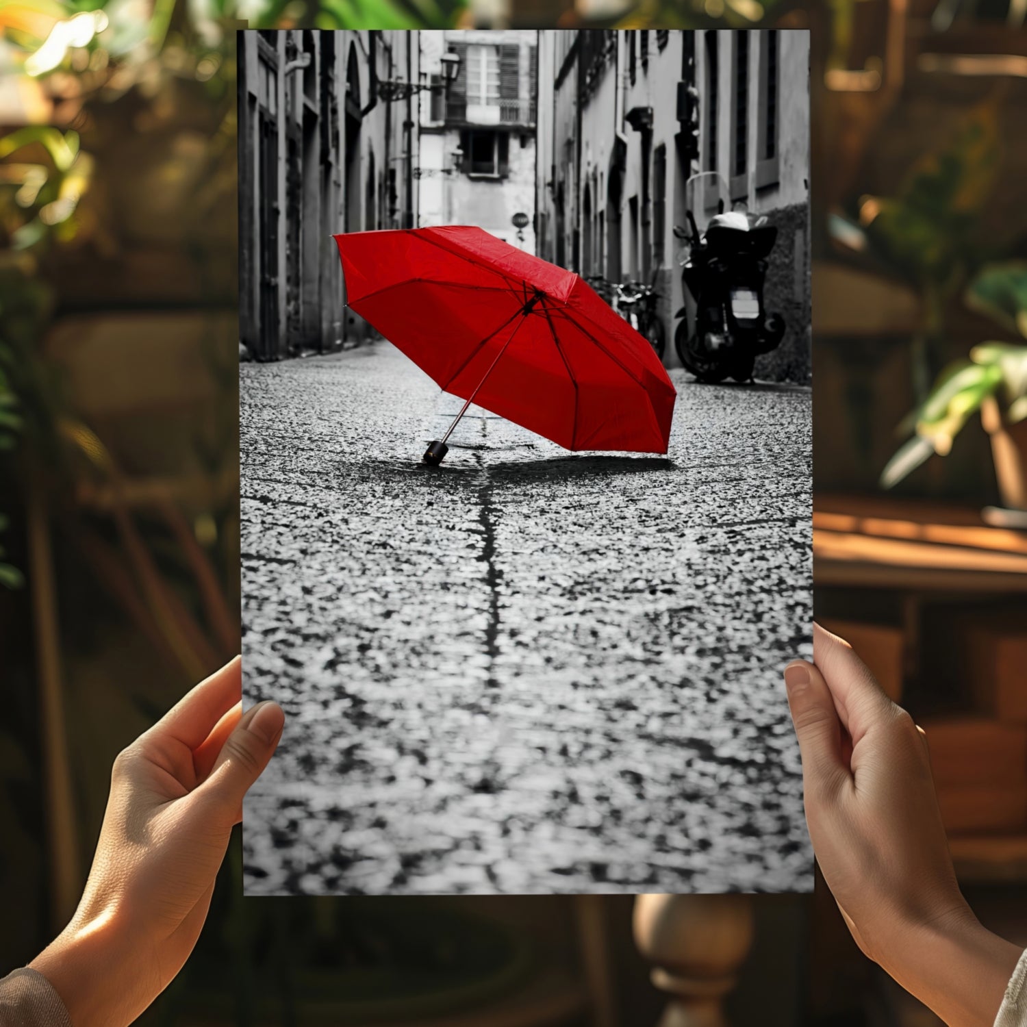 Red Umbrella Aluminum Print.